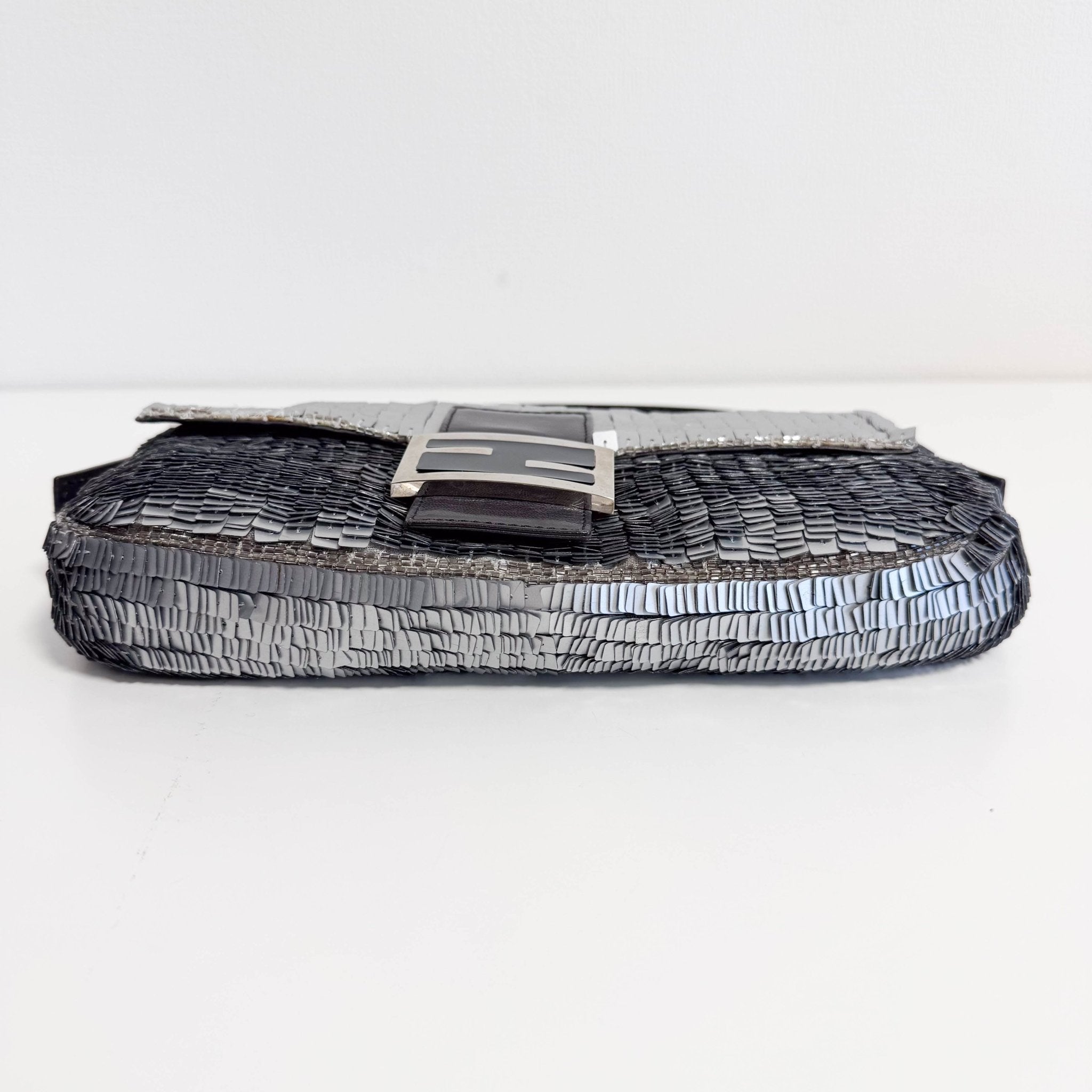 FENDI Baguette Silver Sequin Shoulder Bag, in , Sold by HIVE PRELOVED - Shoulder Bags, ,