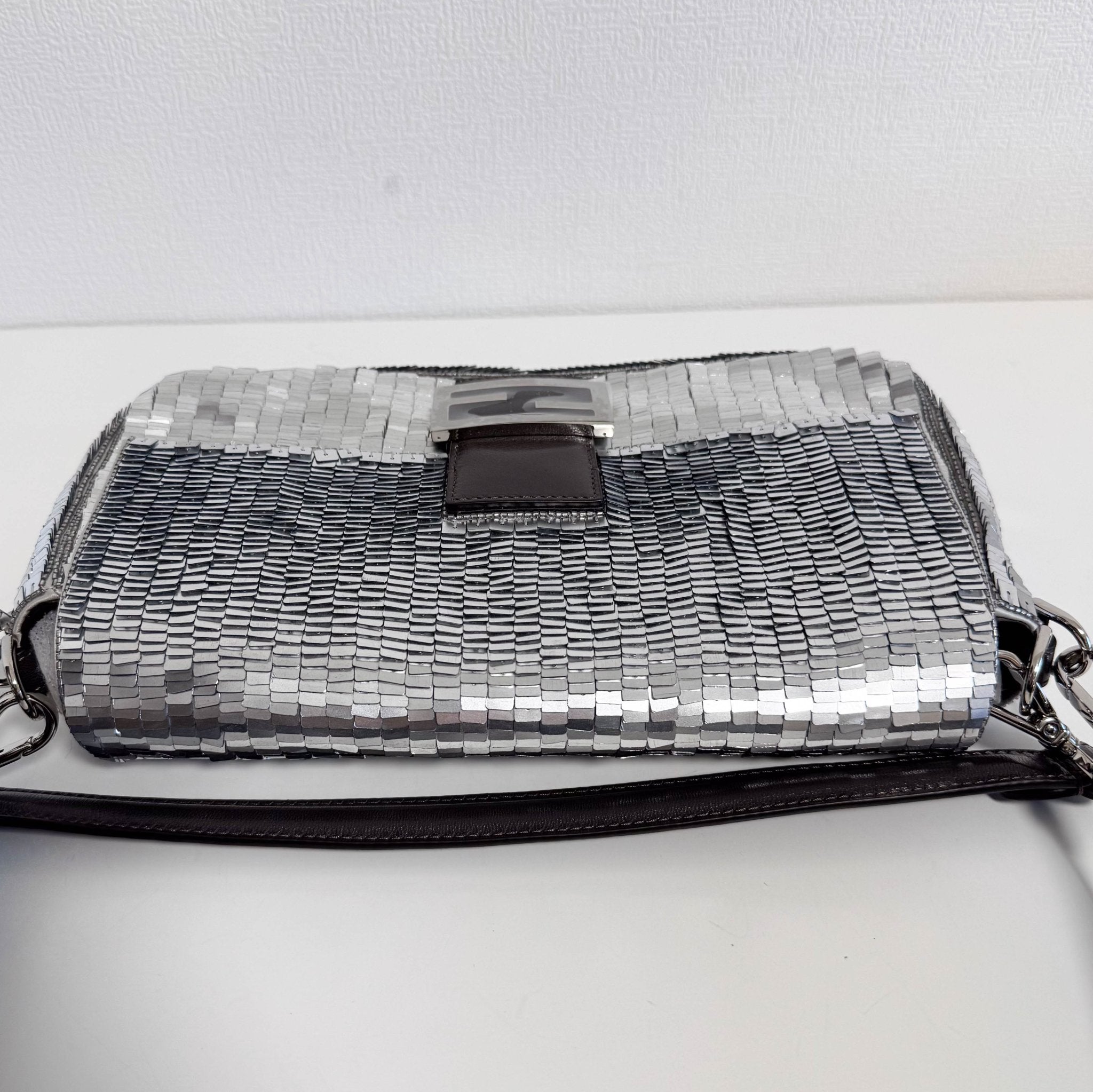 FENDI Baguette Silver Sequin Shoulder Bag, in , Sold by HIVE PRELOVED - Shoulder Bags, ,
