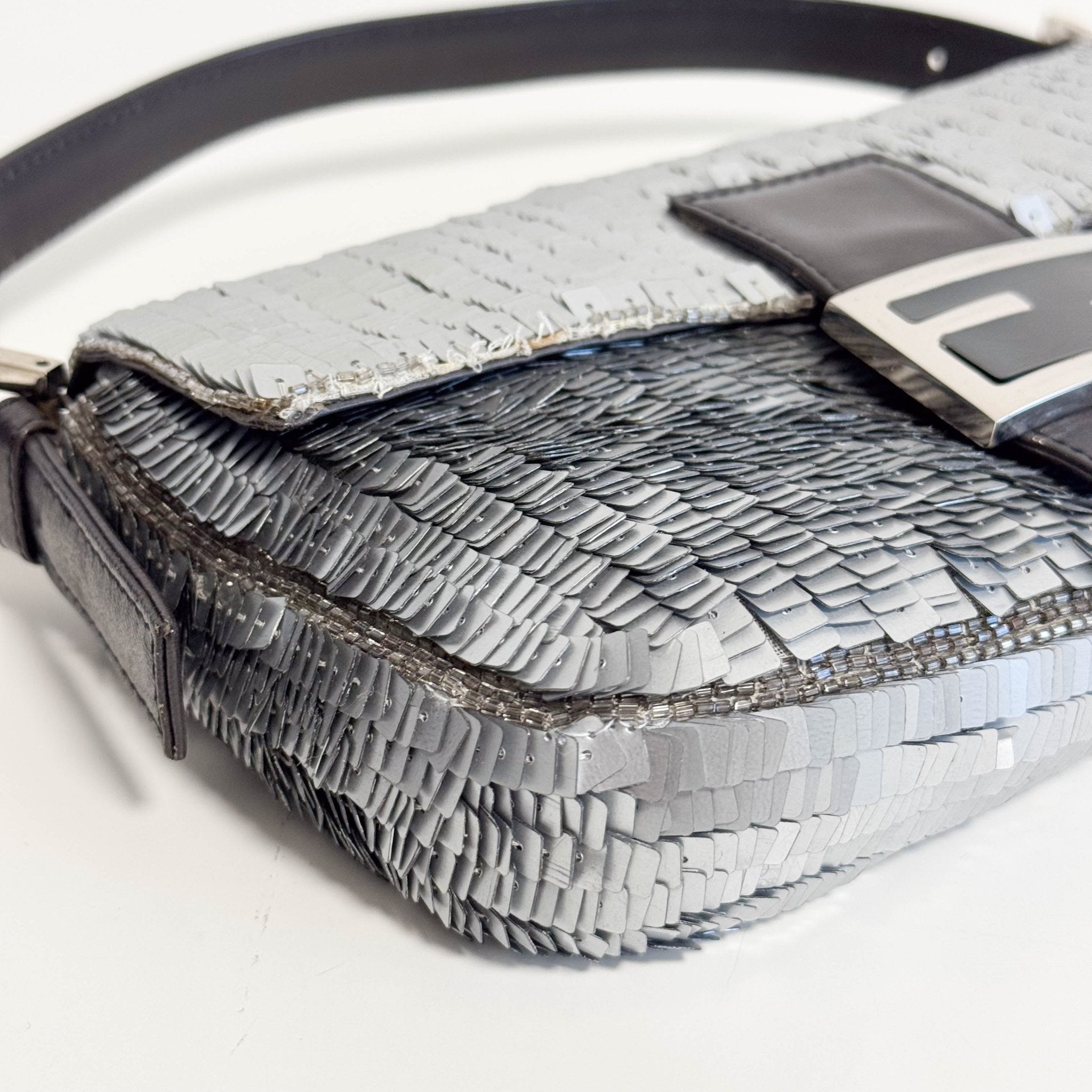 FENDI Baguette Silver Sequin Shoulder Bag, in , Sold by HIVE PRELOVED - Shoulder Bags, ,