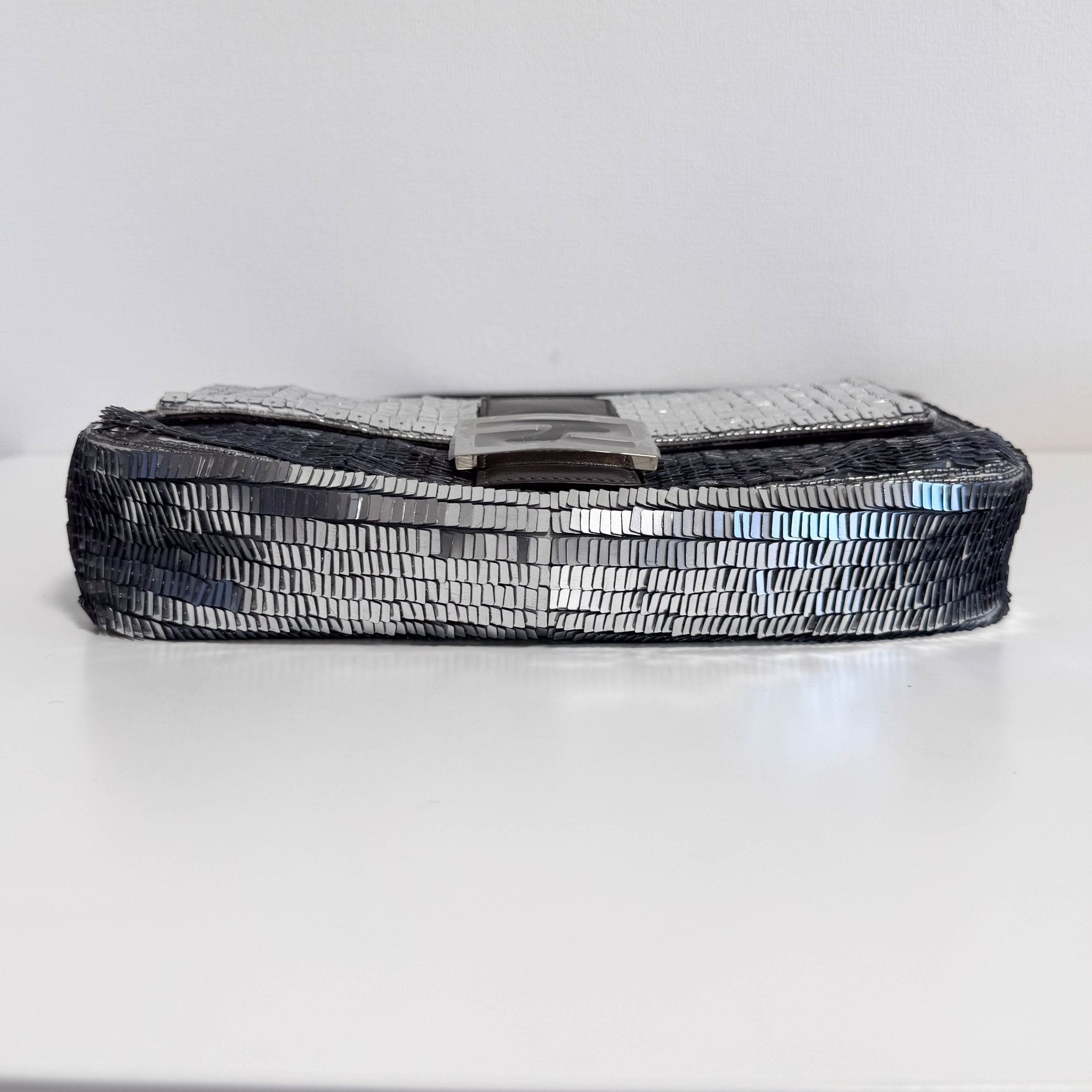 FENDI Baguette Silver Sequin Shoulder Bag, in , Sold by HIVE PRELOVED - Shoulder Bags, ,