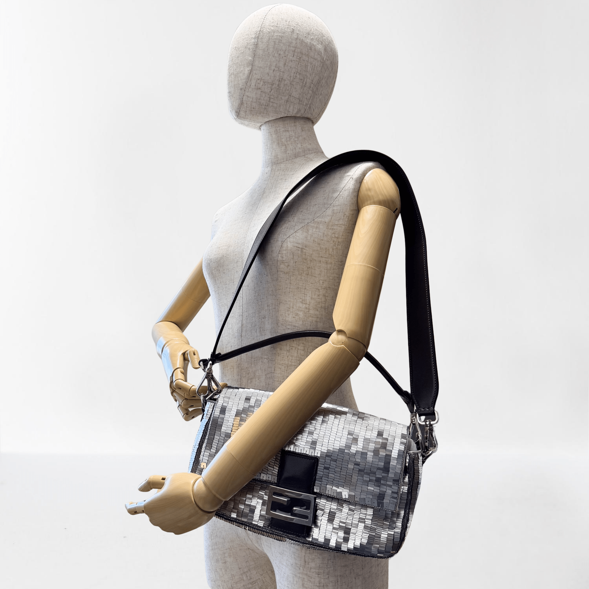 FENDI Baguette Silver Sequin Shoulder Bag, in , Sold by HIVE PRELOVED - Shoulder Bags, ,