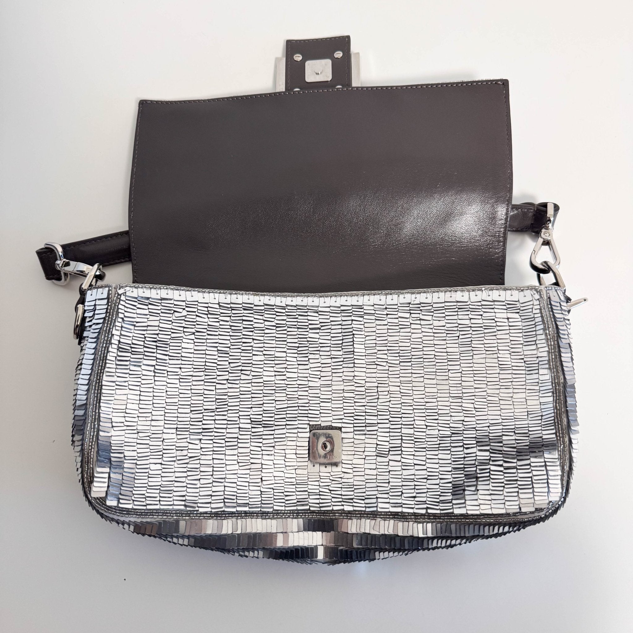 FENDI Baguette Silver Sequin Shoulder Bag, in , Sold by HIVE PRELOVED - Shoulder Bags, ,