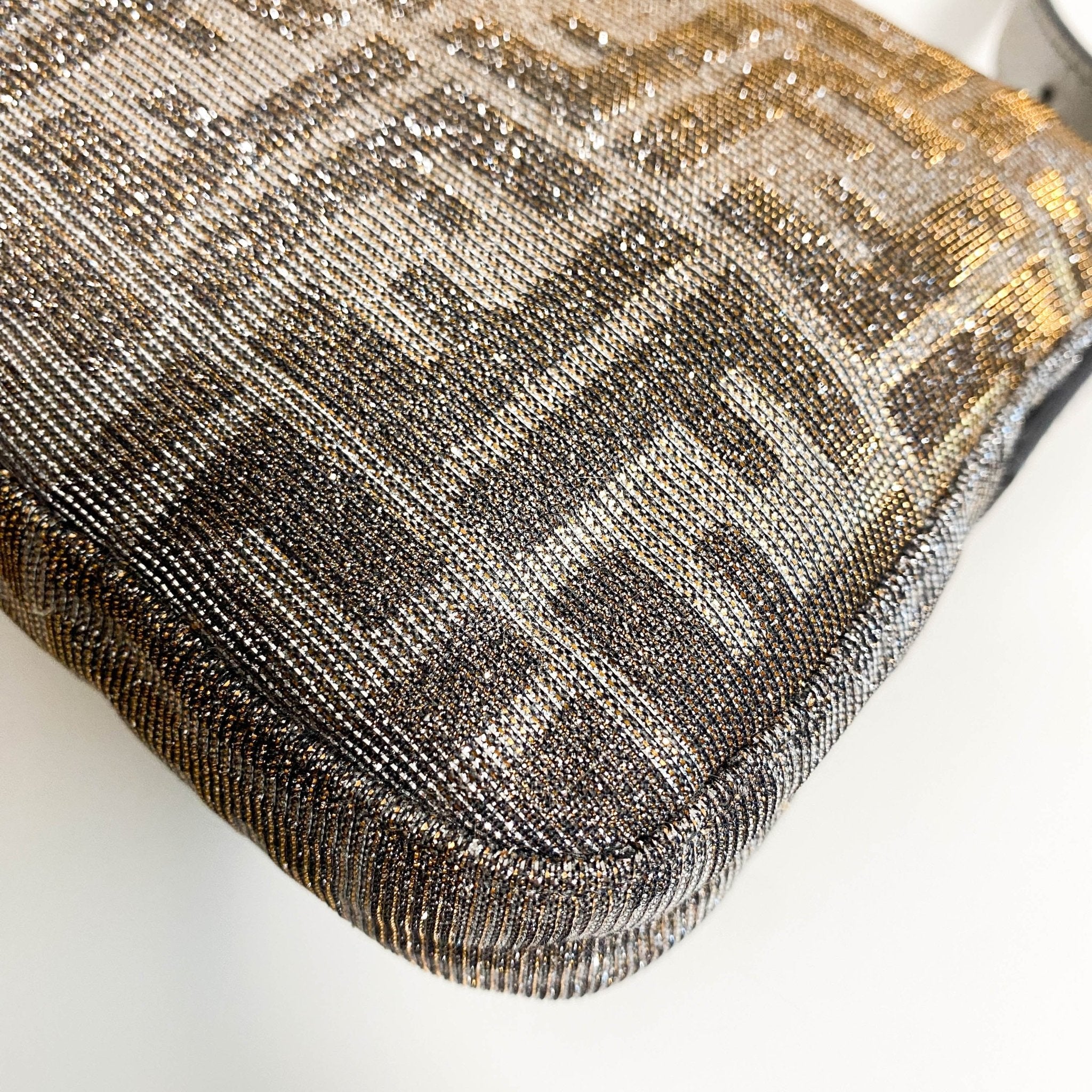 FENDI Baguette Silver x Gold Sparkly Zucca Canvas With Rhinestone Hardware 8BR600, in , Sold by HIVE PRELOVED - Shoulder Bags