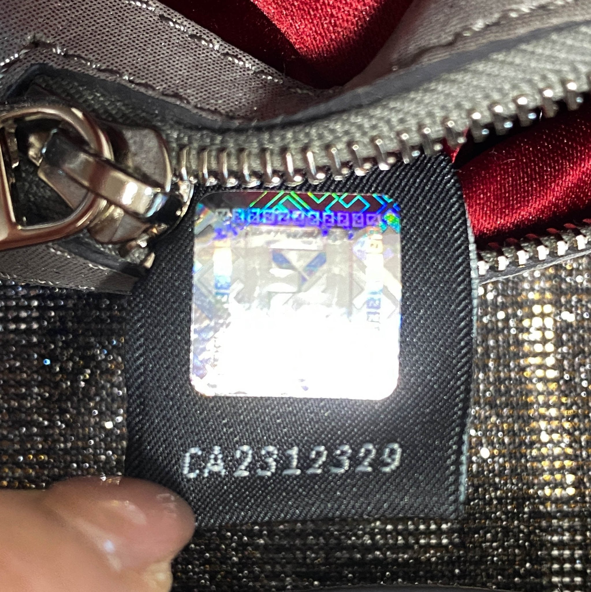 FENDI Baguette Silver x Gold Sparkly Zucca Canvas With Rhinestone Hardware 8BR600, in , Sold by HIVE PRELOVED - Shoulder Bags