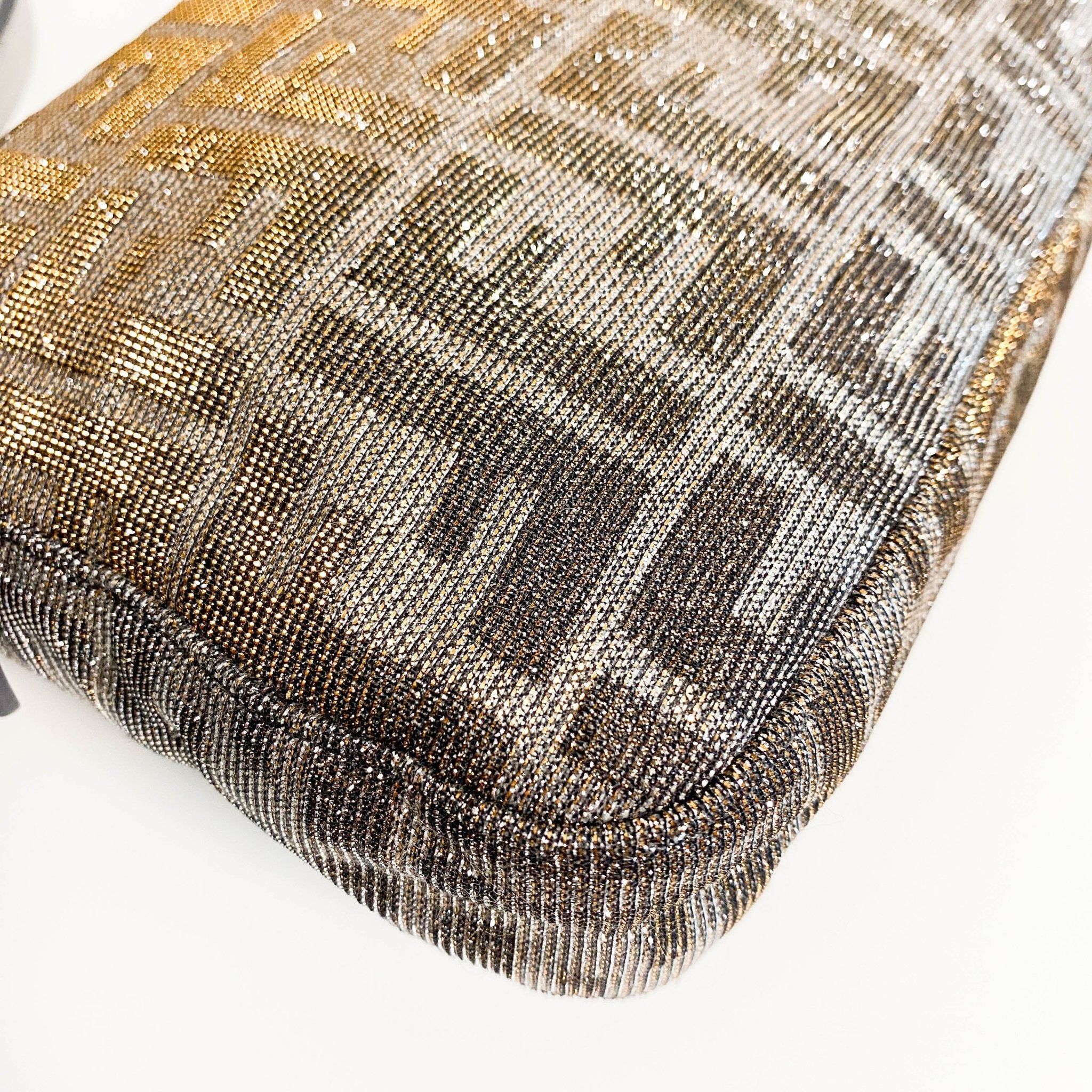 FENDI Baguette Silver x Gold Sparkly Zucca Canvas With Rhinestone Hardware 8BR600, in , Sold by HIVE PRELOVED - Shoulder Bags