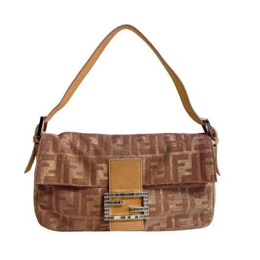 FENDI Baguette Sparkle Pink Canvas Shoulder Bag with Rhinestone Hardware, in , Sold by HIVE PRELOVED - Shoulder Bags, ,