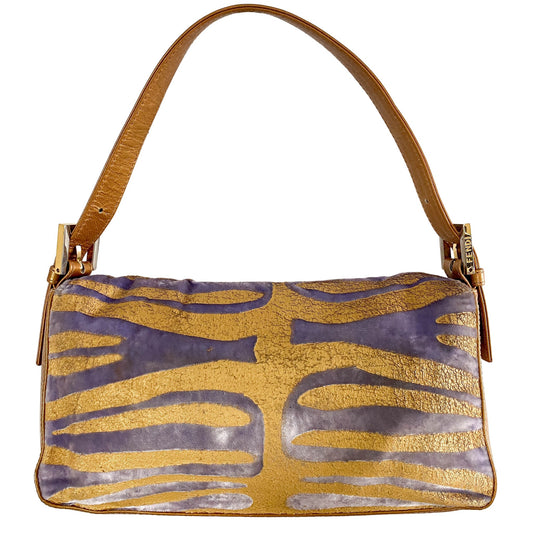FENDI Baguette Tiger Gold Zebra Pattern Leather x Velvet Shoulder Bag, in , Sold by HIVE PRELOVED - Shoulder Bags, ,