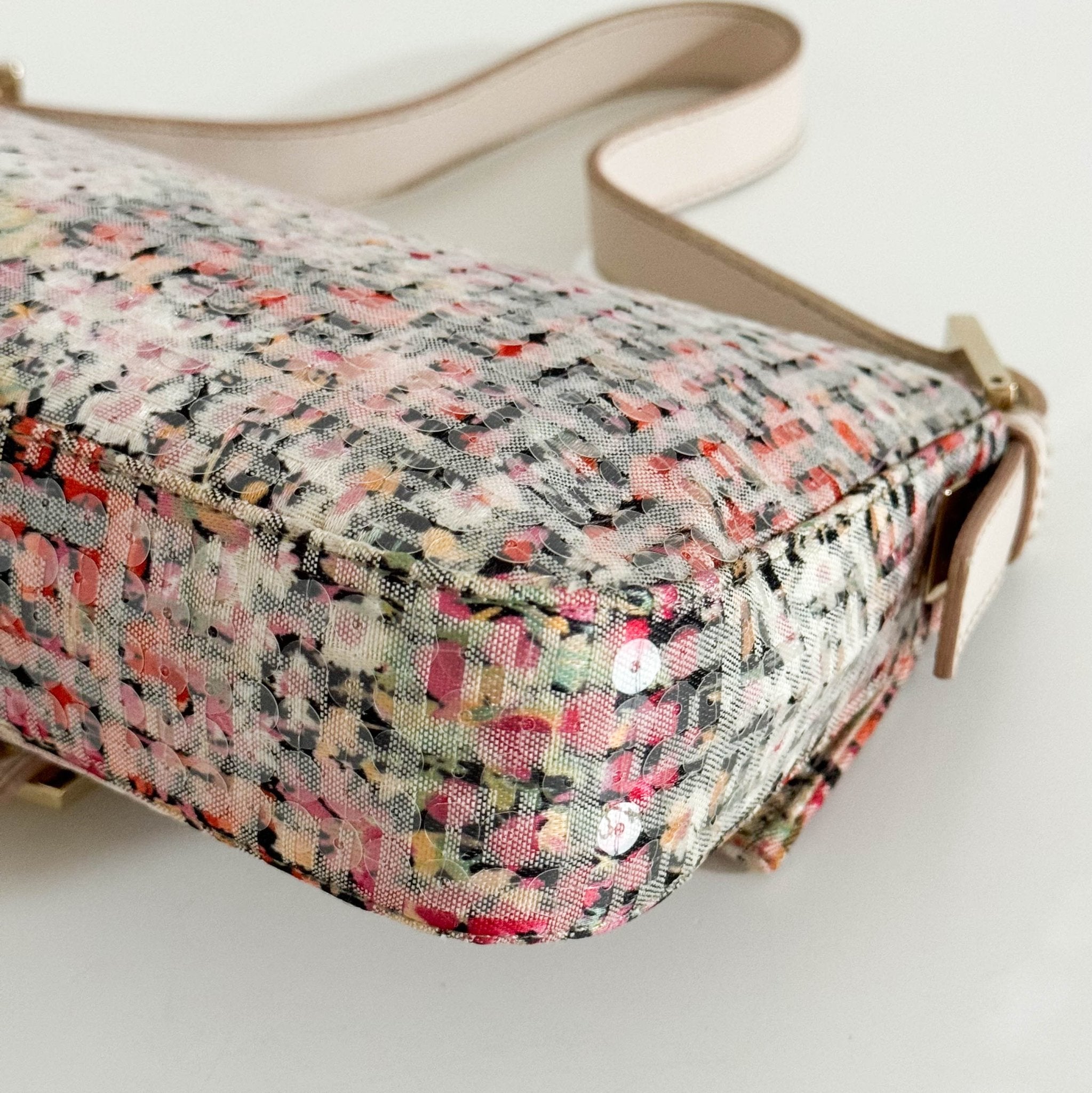 FENDI Baguette Transparent Sequin Covered Floral Zucchino Canvas Shoulder Bag, in , Sold by HIVE PRELOVED - Shoulder Bags, ,