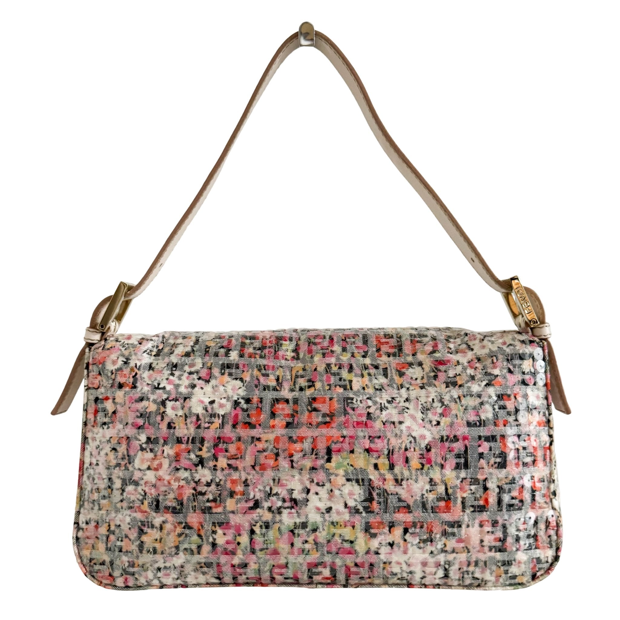 FENDI Baguette Transparent Sequin Covered Floral Zucchino Canvas Shoulder Bag, in , Sold by HIVE PRELOVED - Shoulder Bags, ,