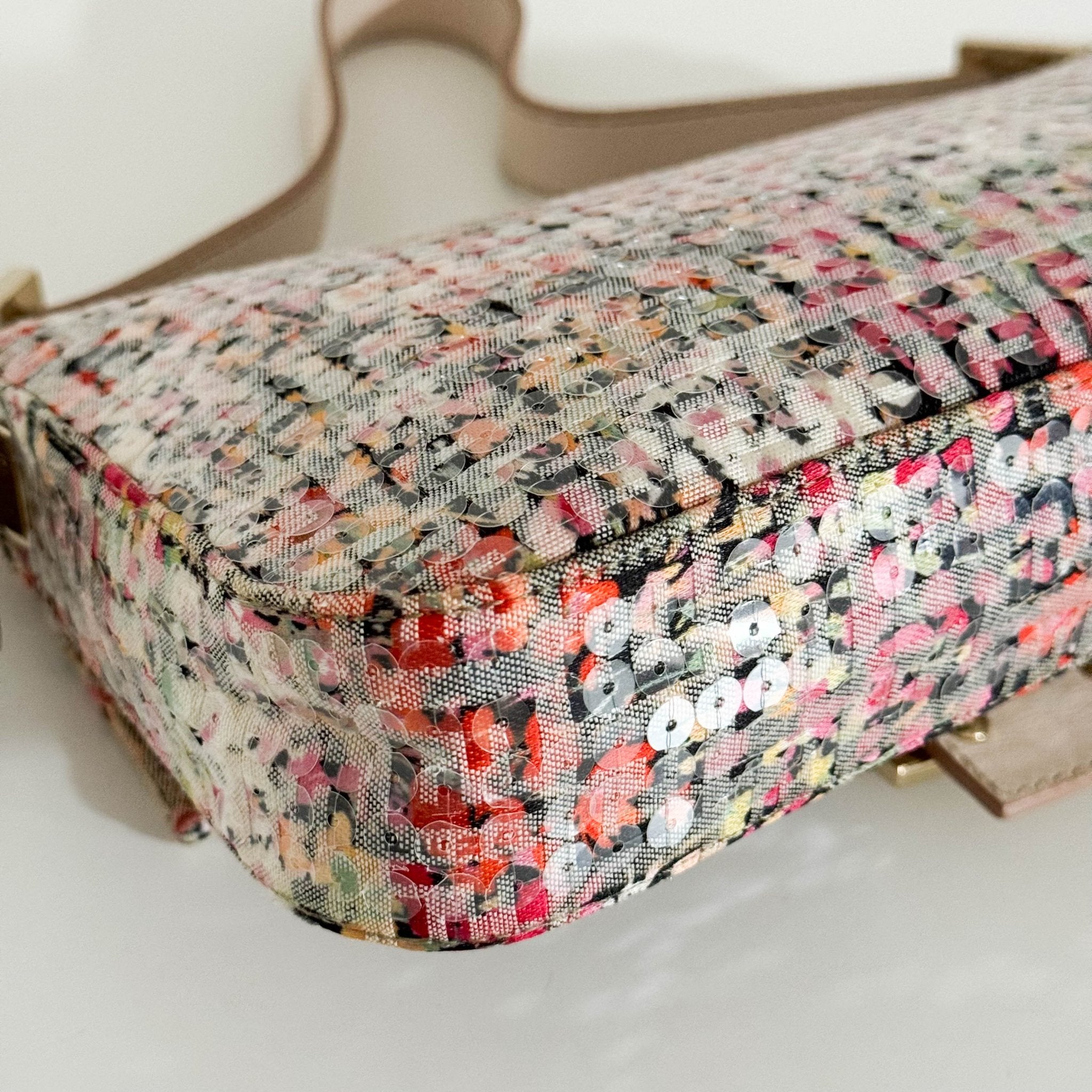FENDI Baguette Transparent Sequin Covered Floral Zucchino Canvas Shoulder Bag, in , Sold by HIVE PRELOVED - Shoulder Bags, ,