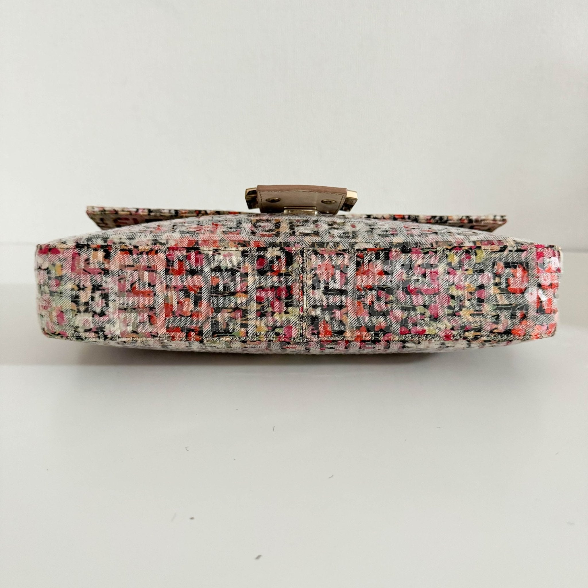 FENDI Baguette Transparent Sequin Covered Floral Zucchino Canvas Shoulder Bag, in , Sold by HIVE PRELOVED - Shoulder Bags, ,