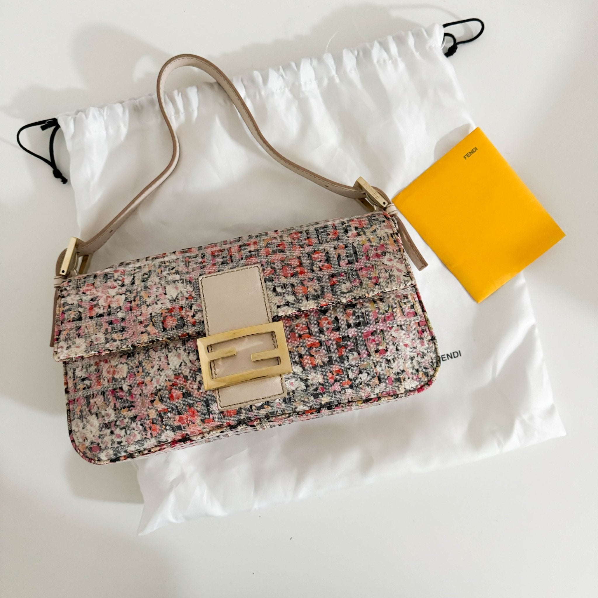 FENDI Baguette Transparent Sequin Covered Floral Zucchino Canvas Shoulder Bag, in , Sold by HIVE PRELOVED - Shoulder Bags, ,