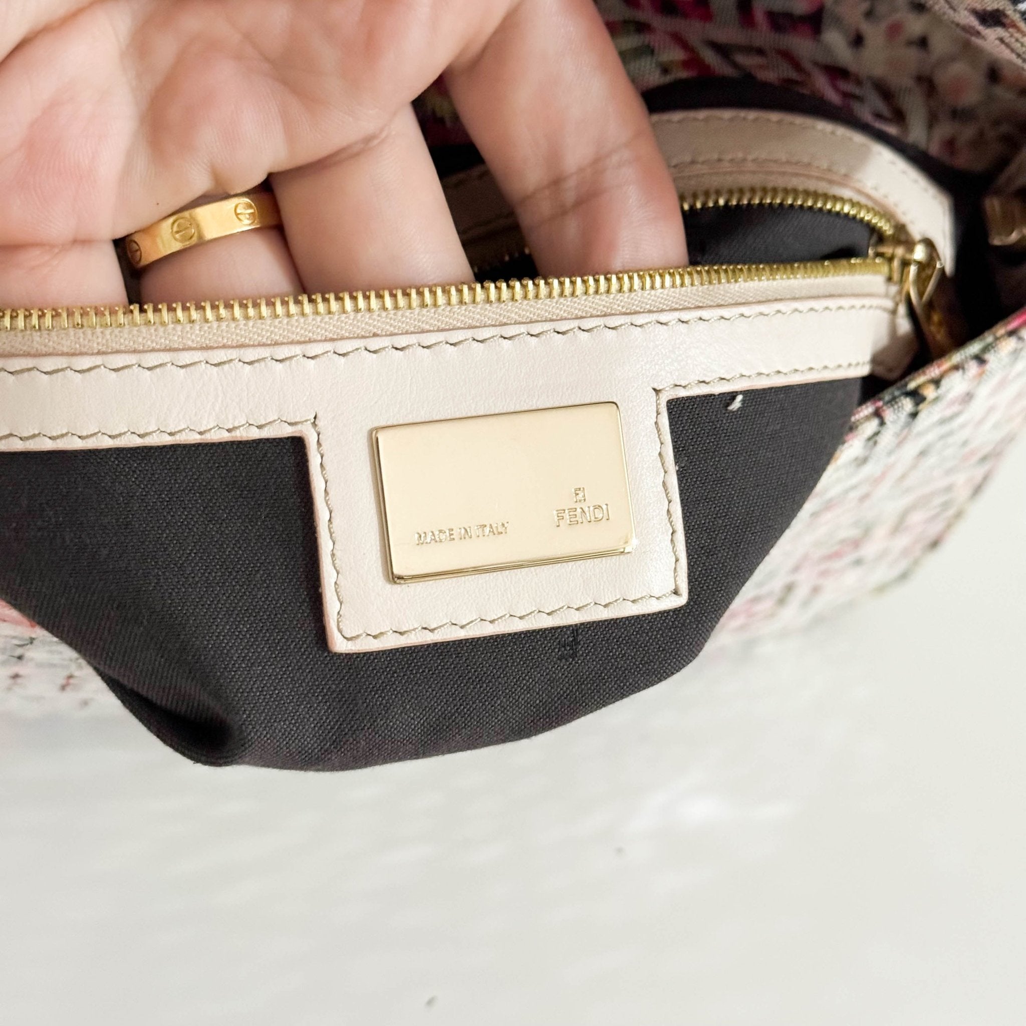 FENDI Baguette Transparent Sequin Covered Floral Zucchino Canvas Shoulder Bag, in , Sold by HIVE PRELOVED - Shoulder Bags, ,