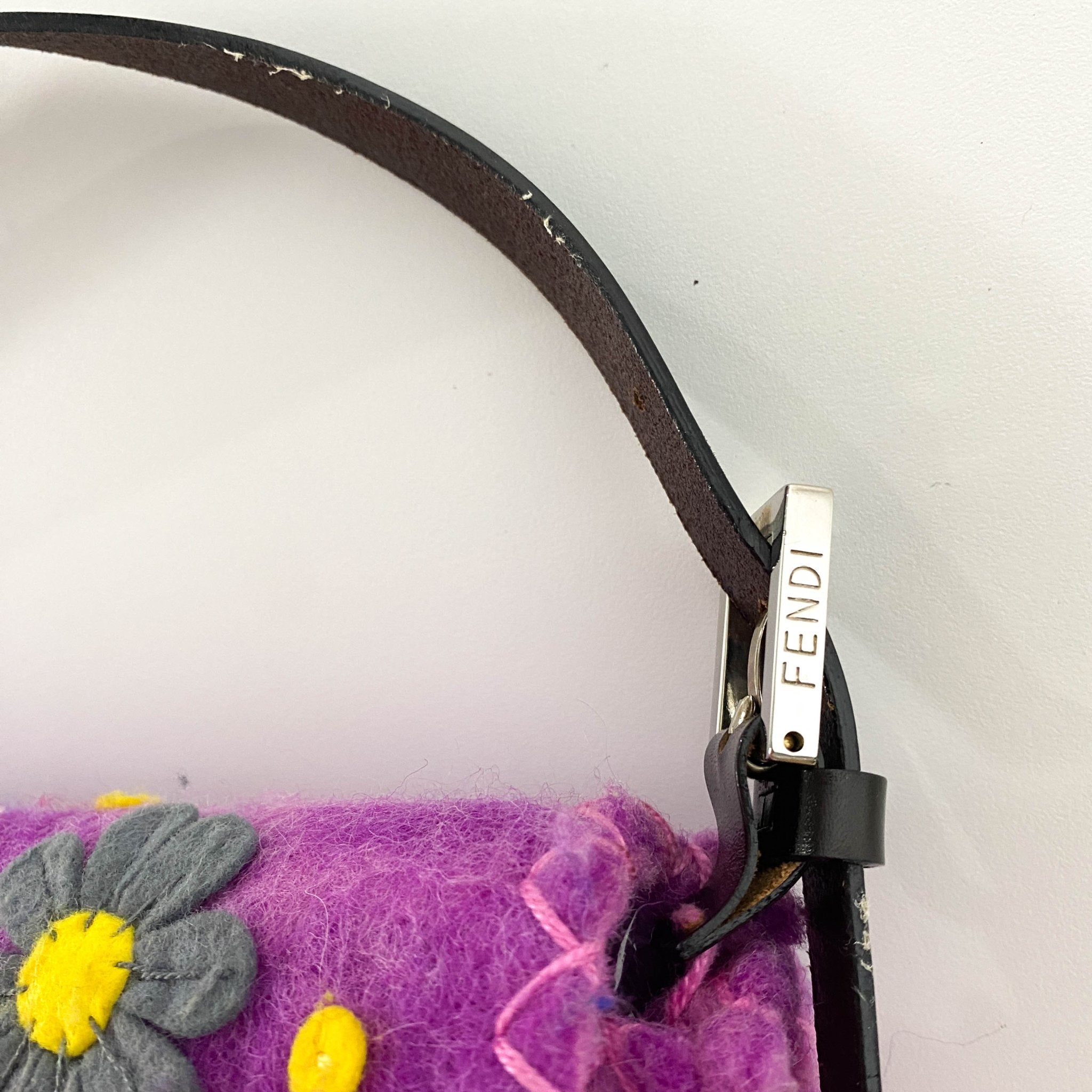 FENDI Baguette Wool Purple Floral Felt Applique Shouder Bag, in , Sold by HIVE PRELOVED - Shoulder Bags, ,