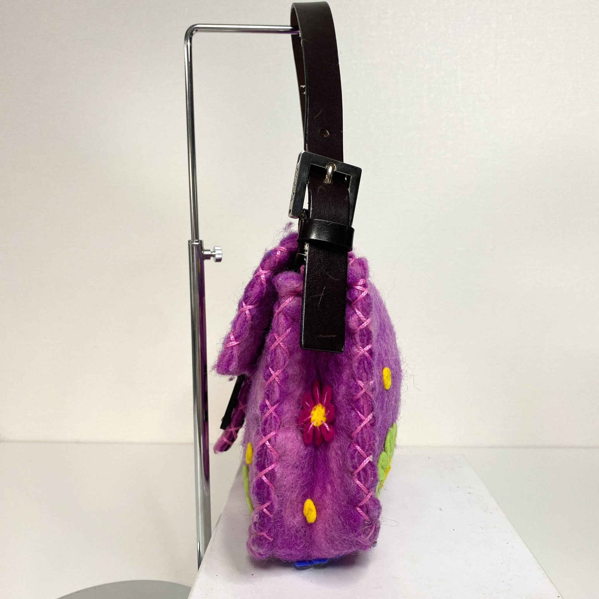 FENDI Baguette Wool Purple Floral Felt Applique Shouder Bag, in , Sold by HIVE PRELOVED - Shoulder Bags, ,
