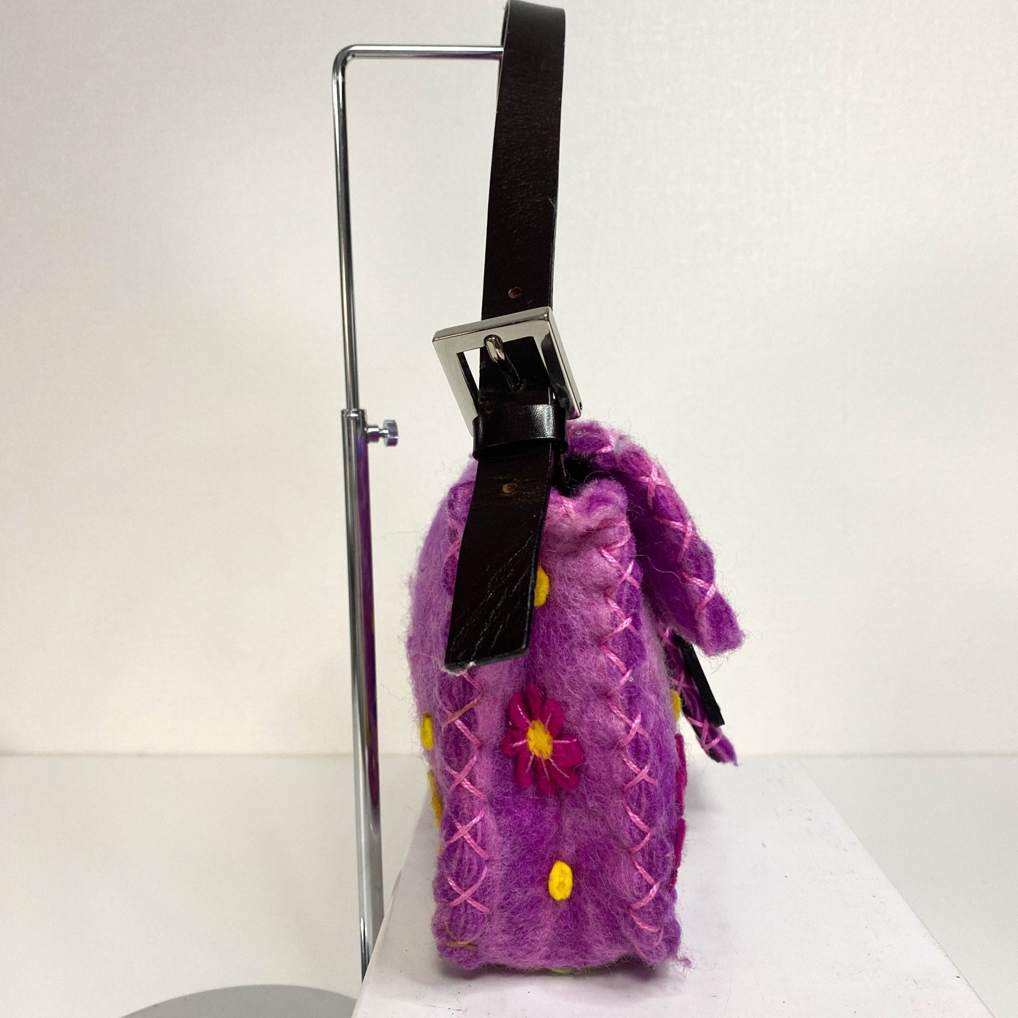 FENDI Baguette Wool Purple Floral Felt Applique Shouder Bag, in , Sold by HIVE PRELOVED - Shoulder Bags, ,