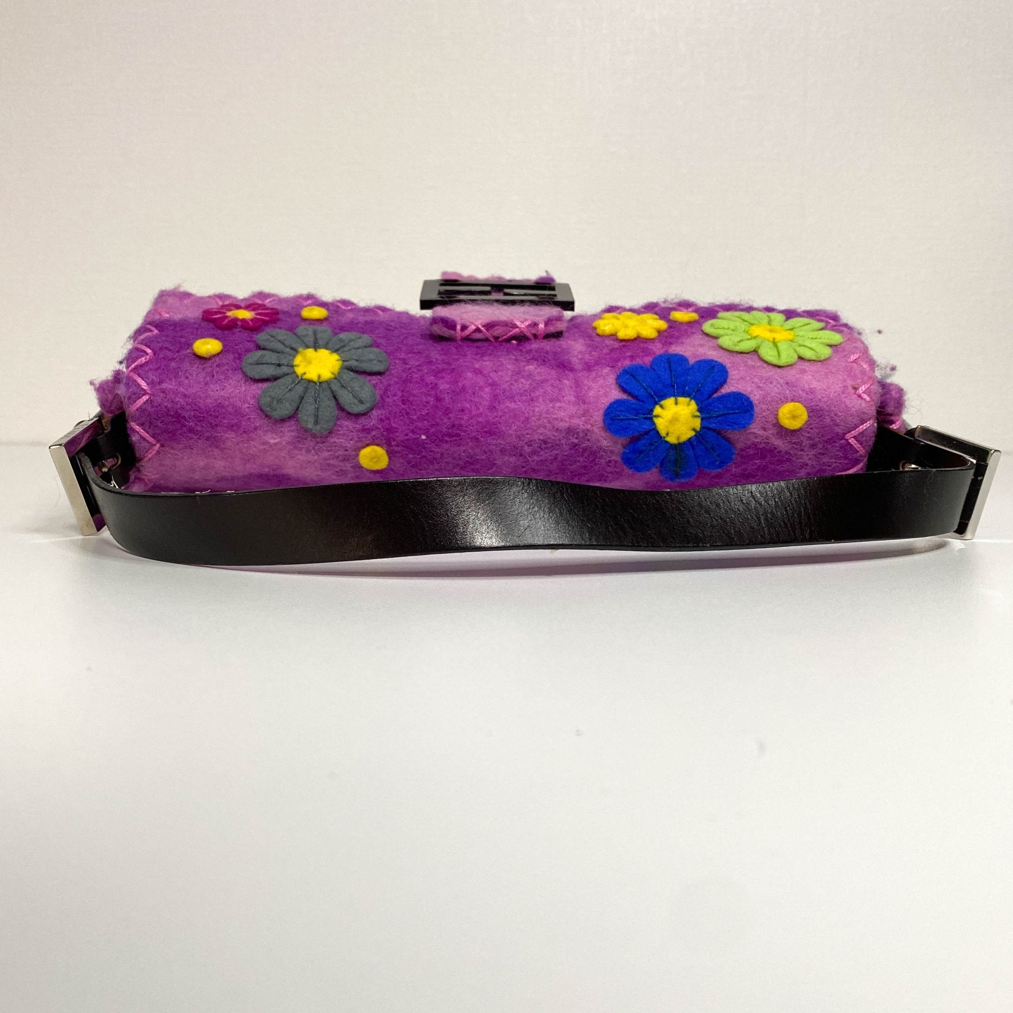 FENDI Baguette Wool Purple Floral Felt Applique Shouder Bag, in , Sold by HIVE PRELOVED - Shoulder Bags, ,