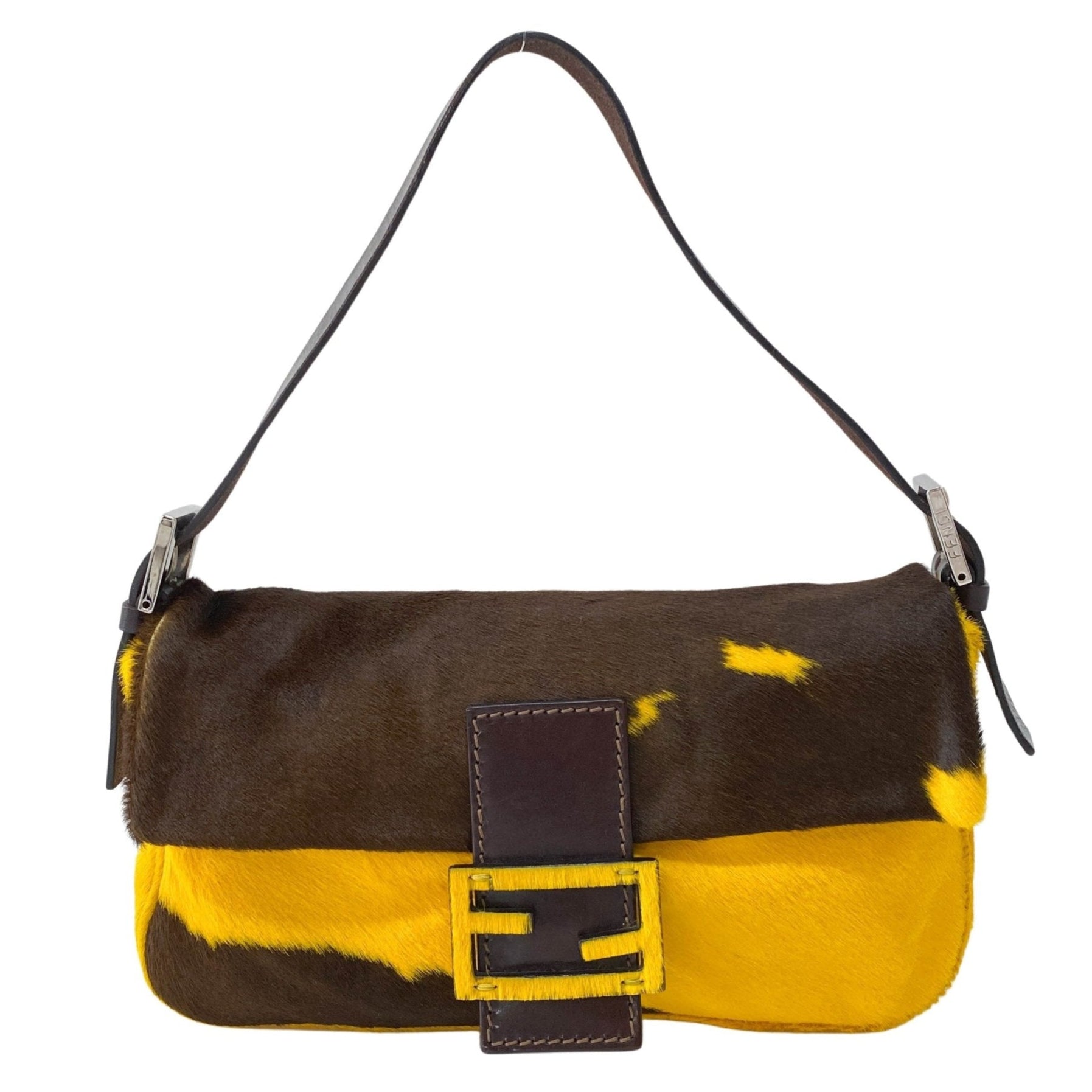 FENDI Baguette Yellow Cow Print Pony Hair Shoulder Bag, in , Sold by HIVE PRELOVED - Shoulder Bags, ,