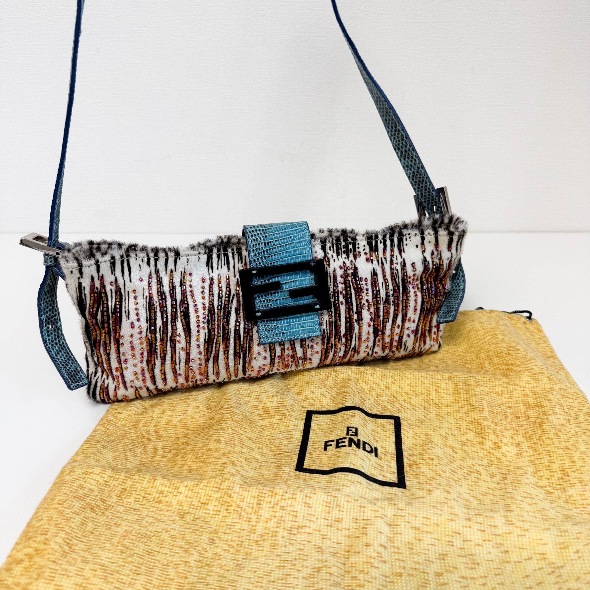 FENDI Baguette Zebra Pony Hair with Beaded Shoulder Bag, in , Sold by HIVE PRELOVED - Shoulder Bags, ,