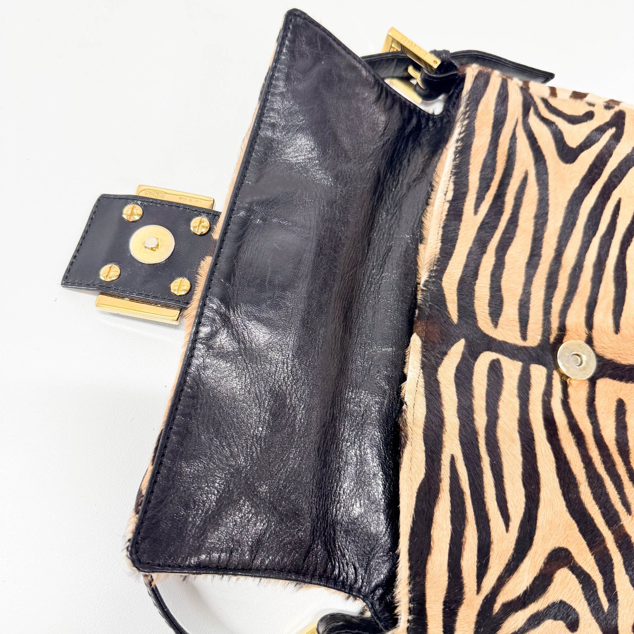 FENDI Baguette Zebra Print Brown Pony Hair Shoulder Bag, in , Sold by HIVE PRELOVED - Shoulder Bags, ,