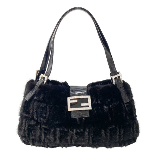 FENDI Baguette Zucca Black Fur Shoulder Bag, in , Sold by HIVE PRELOVED - Shoulder Bags, ,