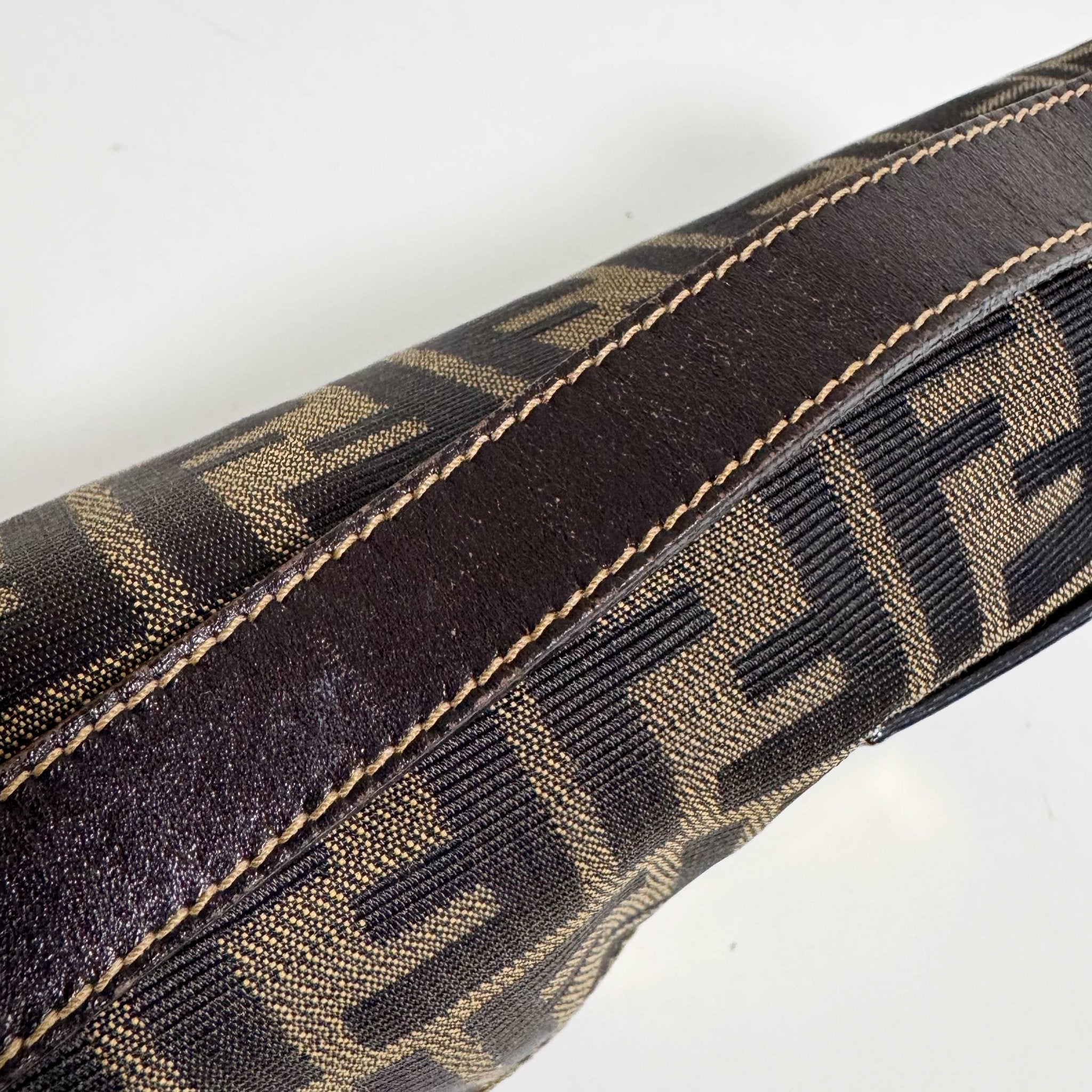 FENDI Baguette Zucca Brown Canvas Shoulder Bag with Gold Hardware, in , Sold by HIVE PRELOVED - Shoulder Bags, ,