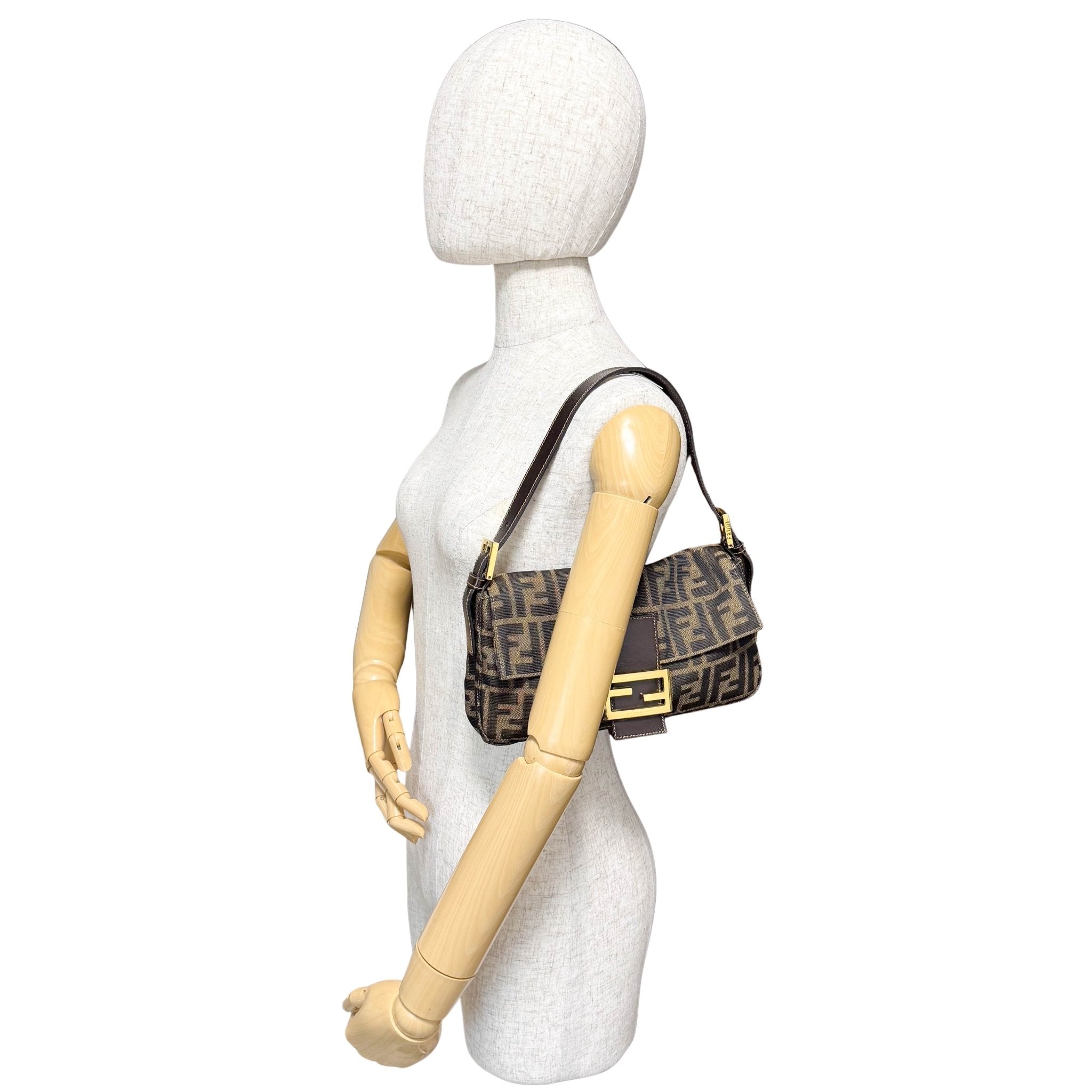 FENDI Baguette Zucca Brown Canvas Shoulder Bag with Gold Hardware, in , Sold by HIVE PRELOVED - Shoulder Bags, ,