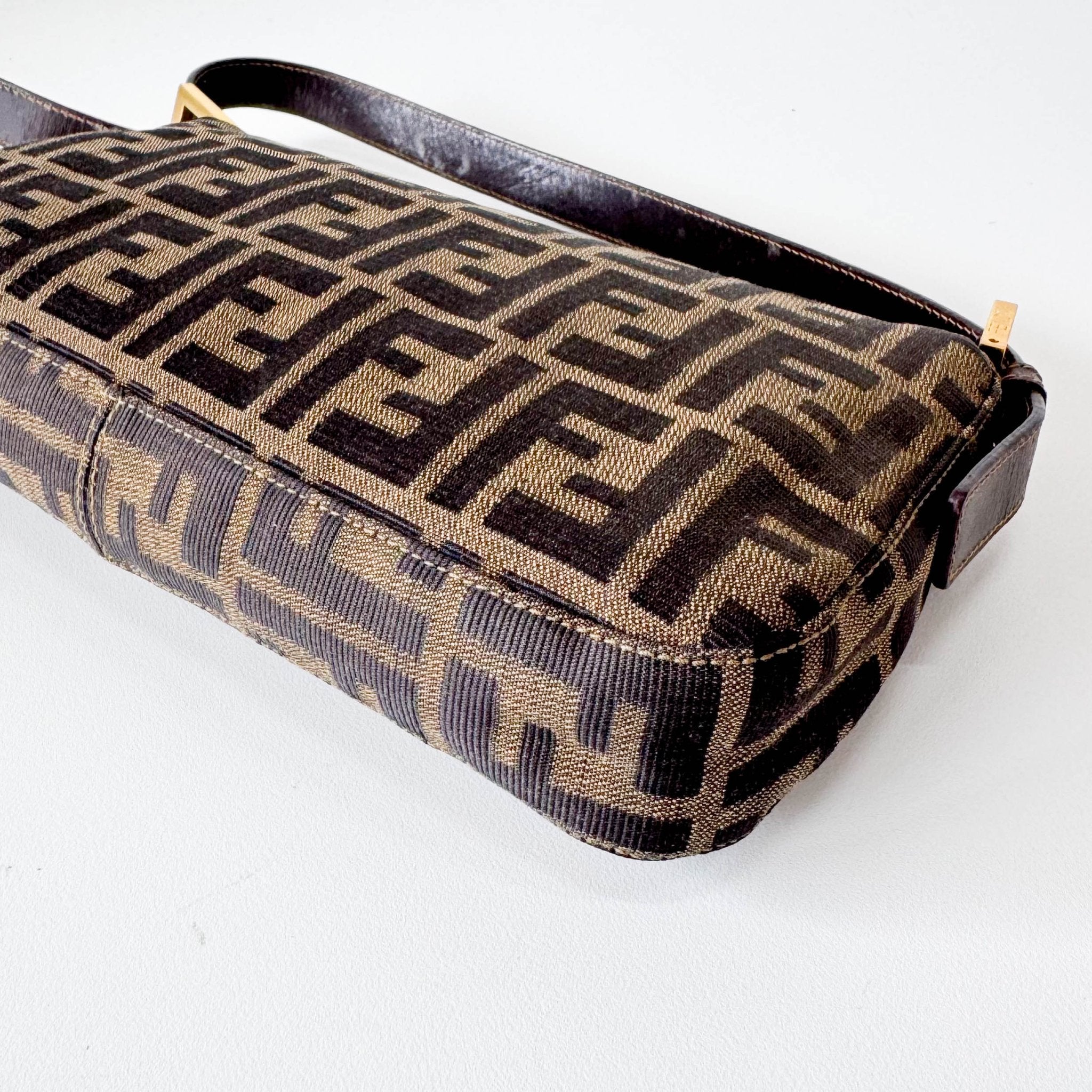 FENDI Baguette Zucca Brown Canvas Shoulder Bag with Gold Hardware, in , Sold by HIVE PRELOVED - Shoulder Bags, ,