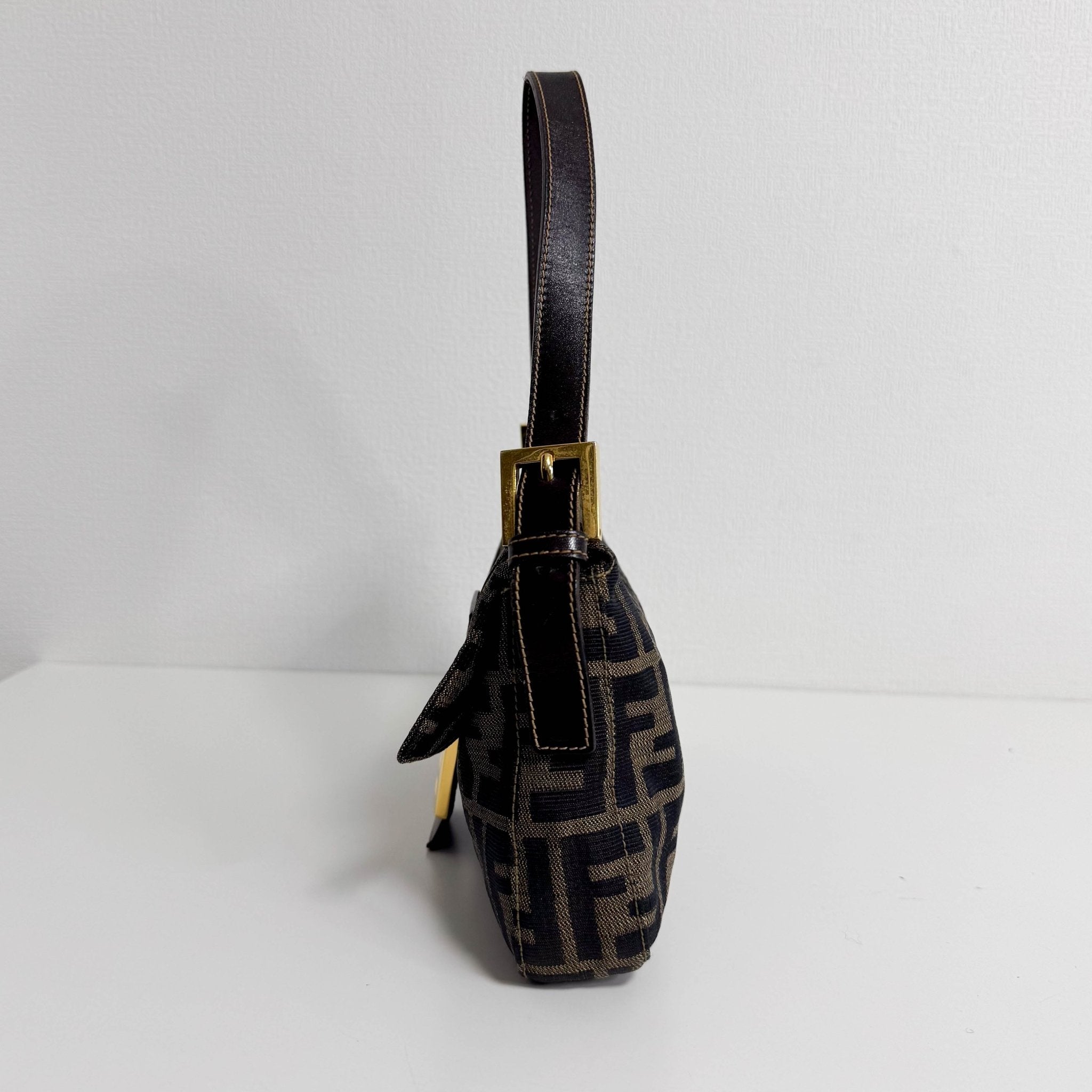 FENDI Baguette Zucca Brown Canvas Shoulder Bag with Gold Hardware, in , Sold by HIVE PRELOVED - Shoulder Bags, ,