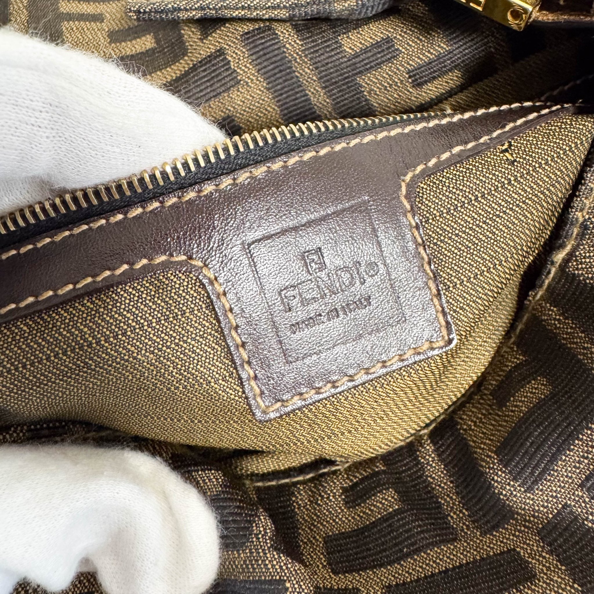 FENDI Baguette Zucca Brown Canvas Shoulder Bag with Gold Hardware, in , Sold by HIVE PRELOVED - Shoulder Bags, ,