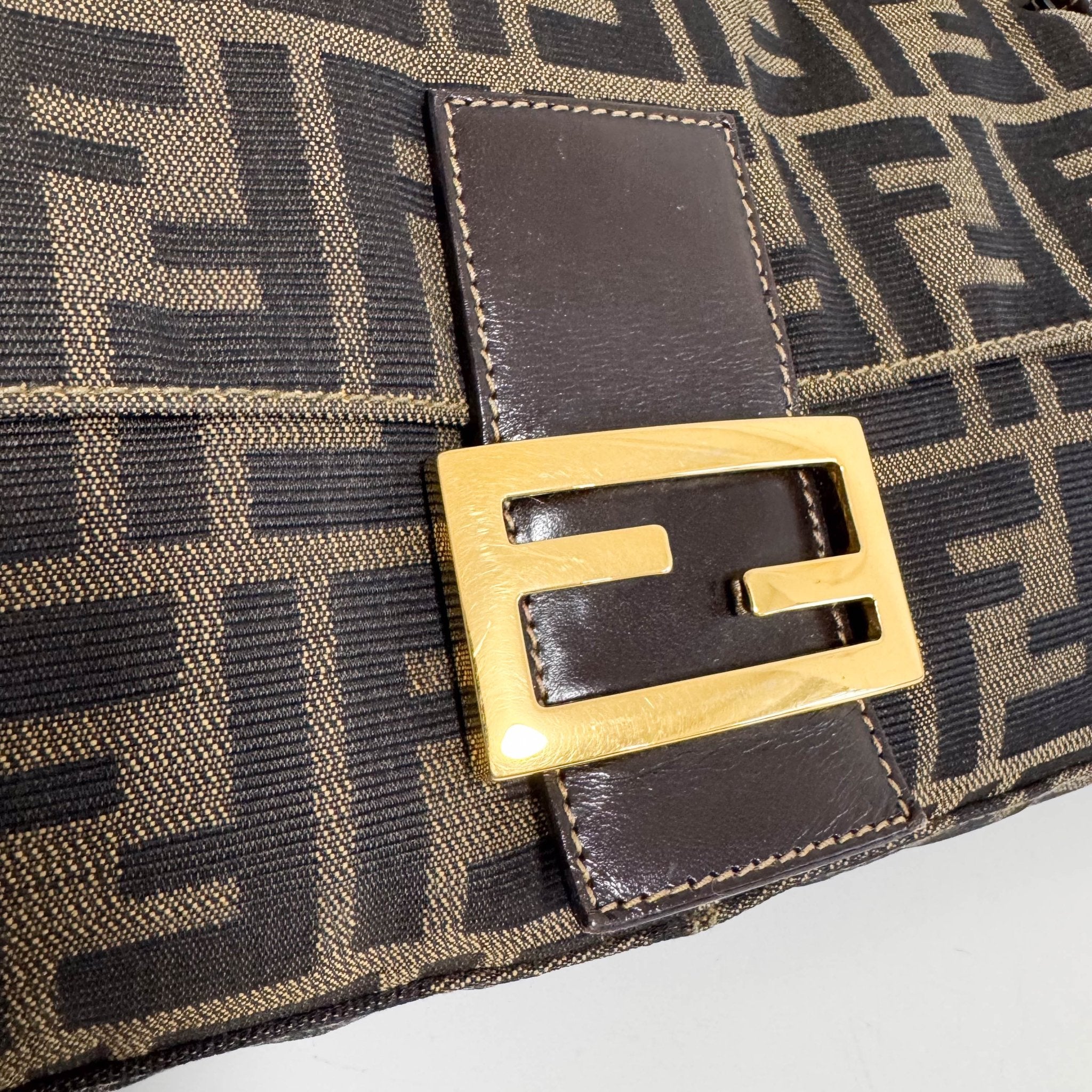 FENDI Baguette Zucca Brown Canvas Shoulder Bag with Gold Hardware, in , Sold by HIVE PRELOVED - Shoulder Bags, ,