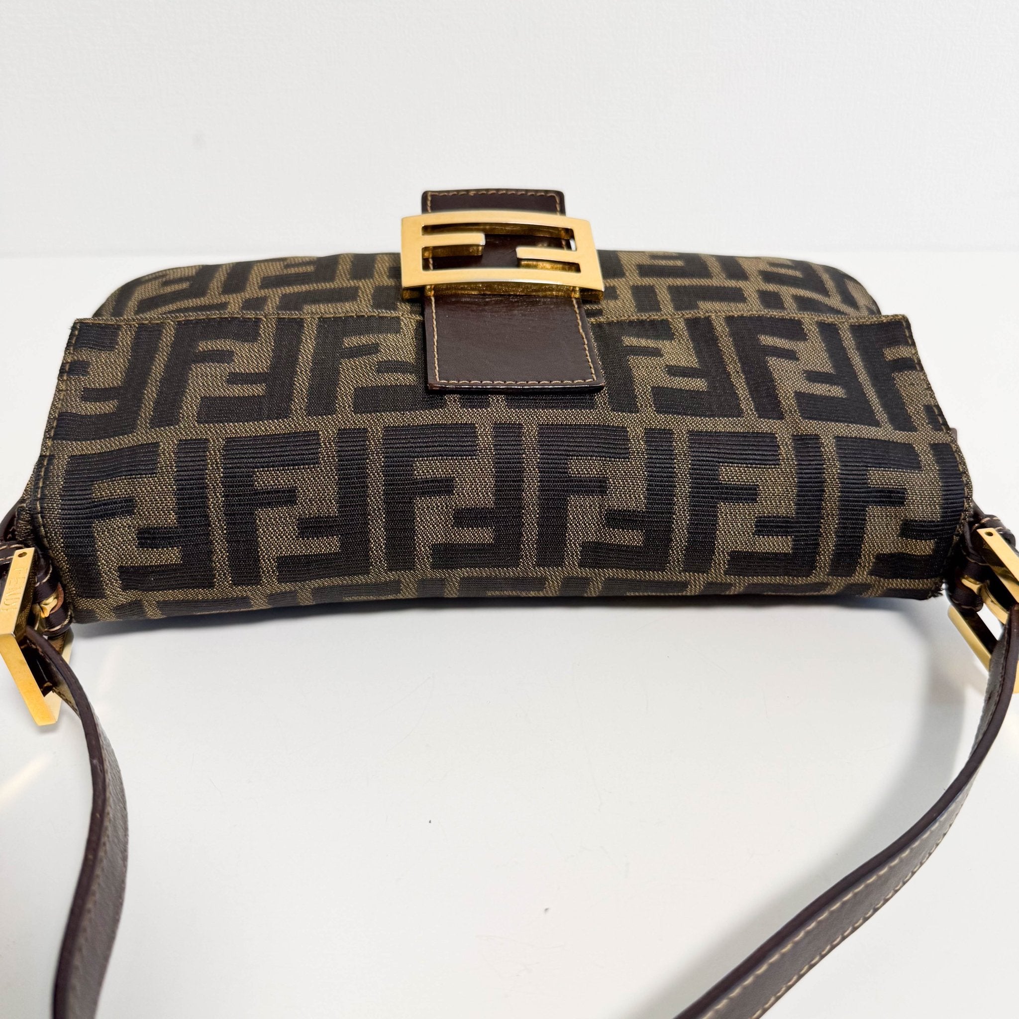 FENDI Baguette Zucca Brown Canvas with Gold Hardware Shoulder Bag, in , Sold by HIVE PRELOVED - Shoulder Bags, ,