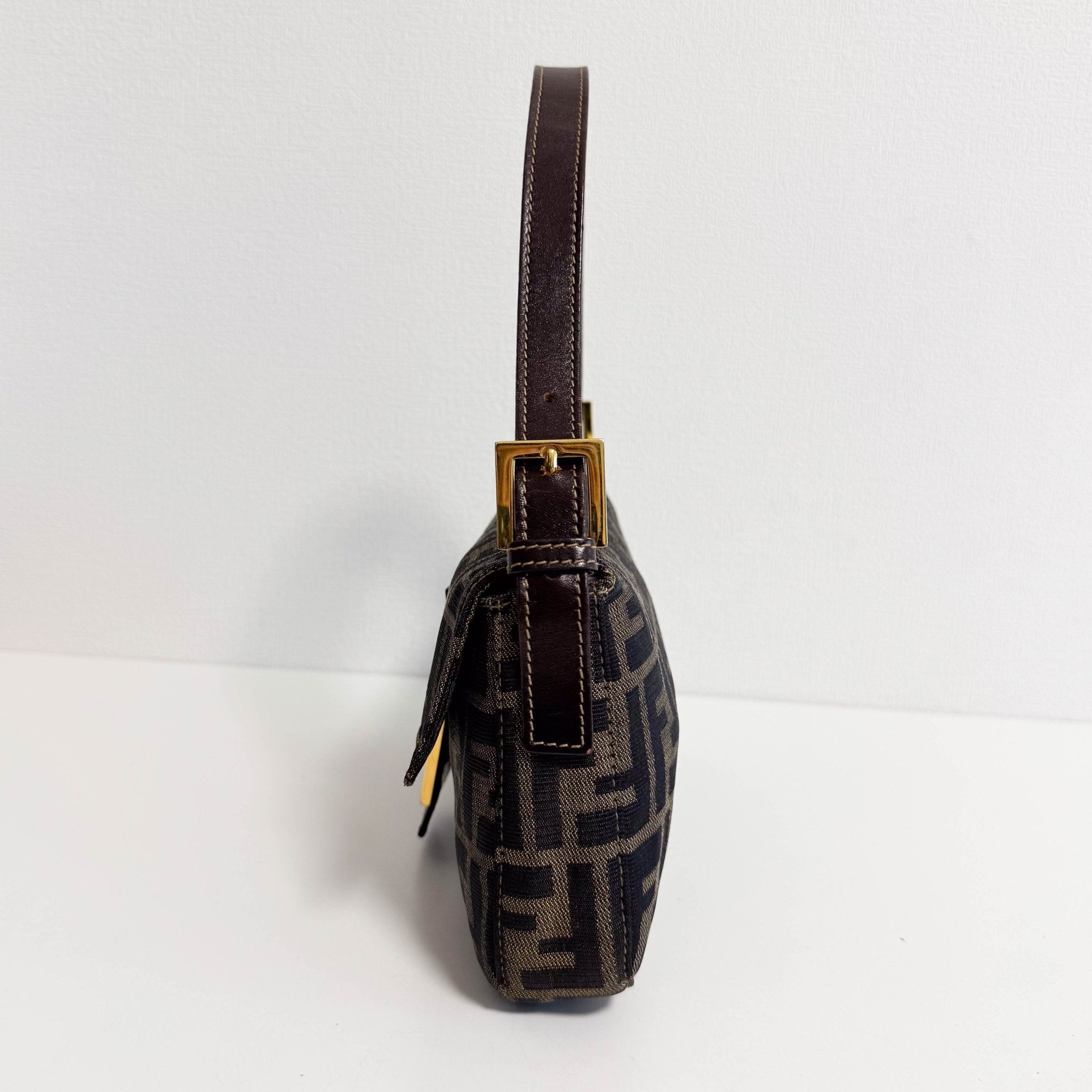 FENDI Baguette Zucca Brown Canvas with Gold Hardware Shoulder Bag, in , Sold by HIVE PRELOVED - Shoulder Bags, ,