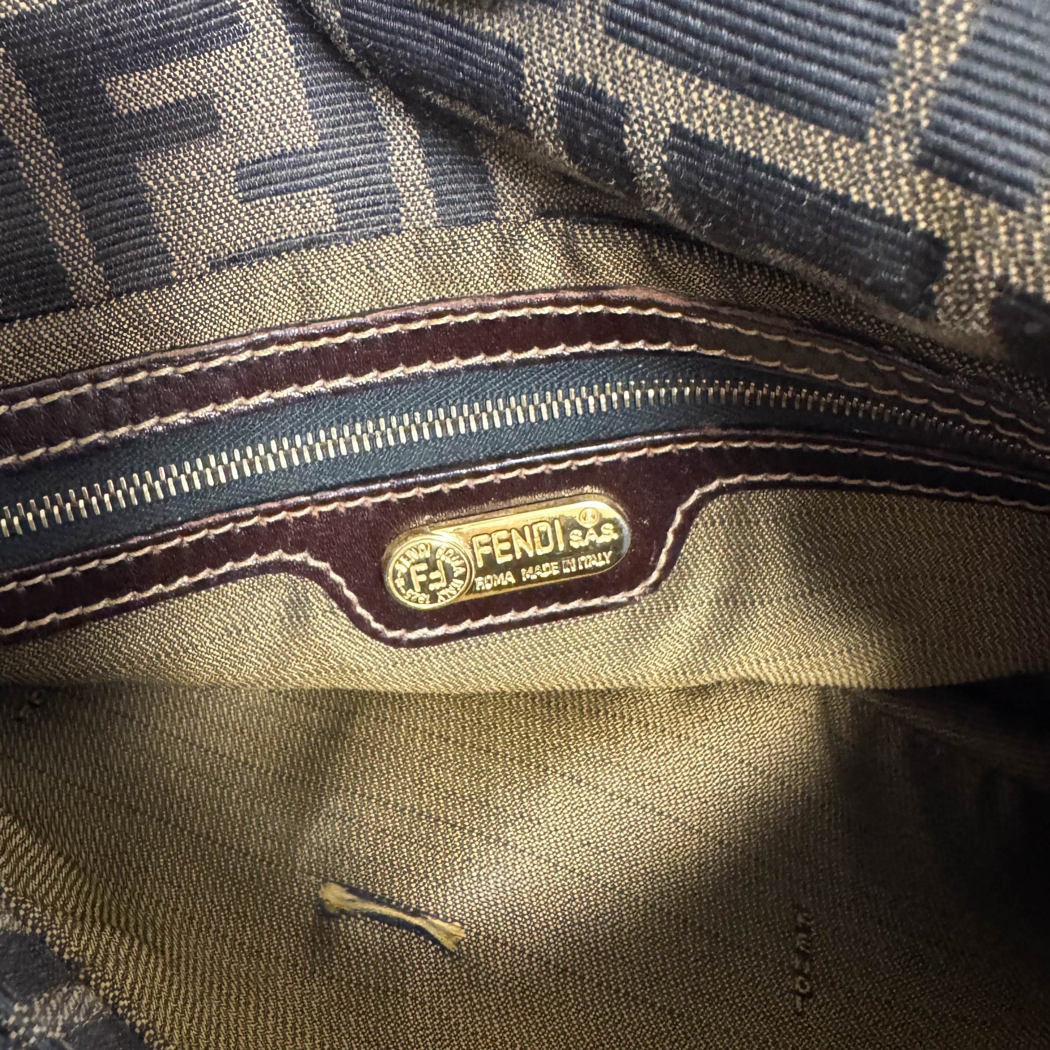 FENDI Baguette Zucca Brown Canvas with Gold Hardware Shoulder Bag, in , Sold by HIVE PRELOVED - Shoulder Bags, ,