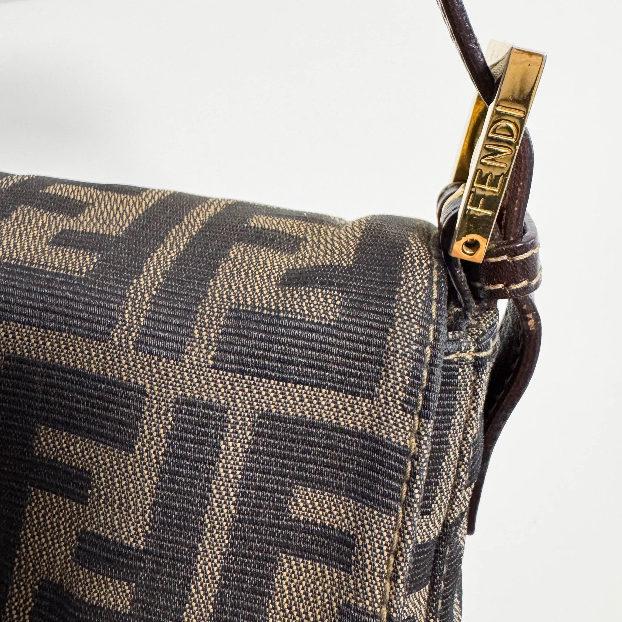 FENDI Baguette Zucca Brown Canvas with Gold Hardware Shoulder Bag, in , Sold by HIVE PRELOVED - Shoulder Bags, ,