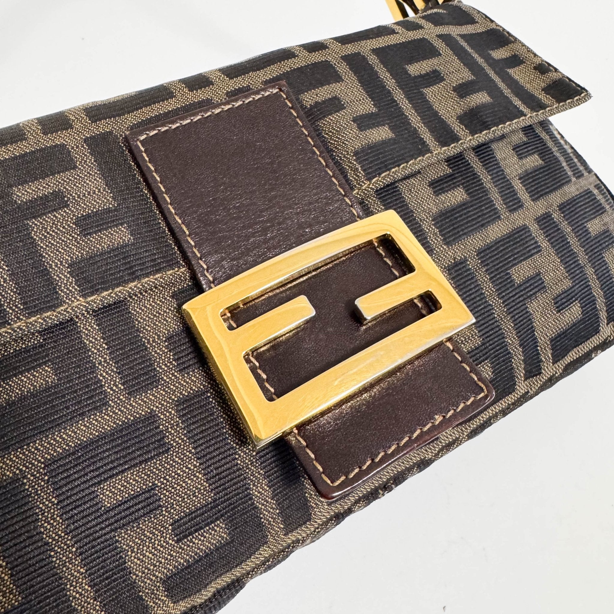 FENDI Baguette Zucca Brown Canvas with Gold Hardware Shoulder Bag, in , Sold by HIVE PRELOVED - Shoulder Bags, ,