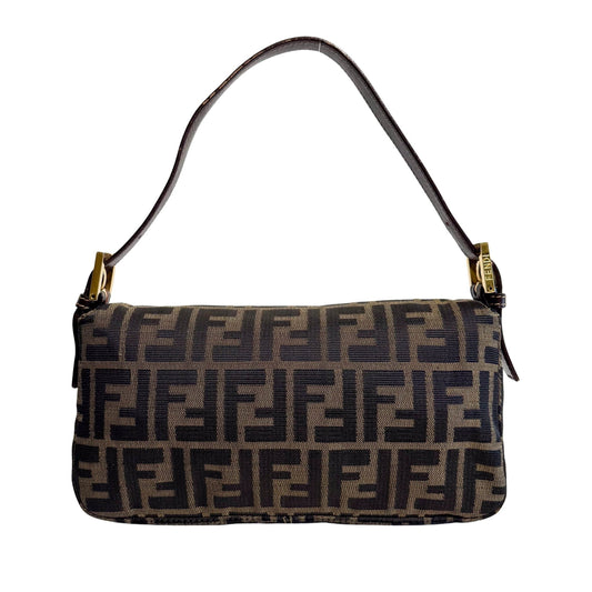 FENDI Baguette Zucca Brown Canvas with Gold Hardware Shoulder Bag, in , Sold by HIVE PRELOVED - Shoulder Bags, ,