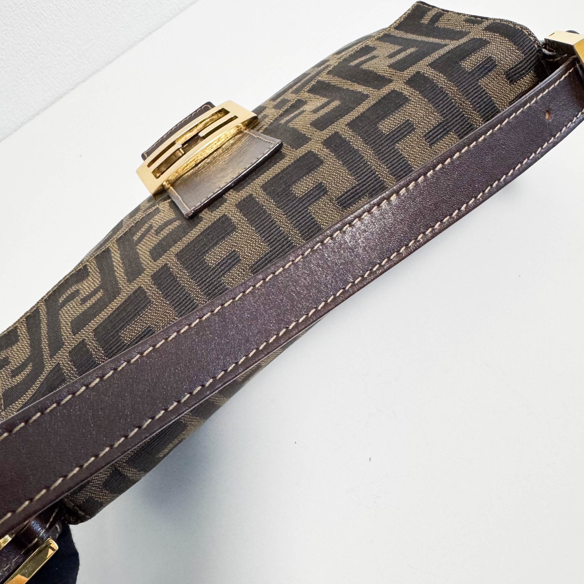 FENDI Baguette Zucca Brown Canvas with Gold Hardware Shoulder Bag, in , Sold by HIVE PRELOVED - Shoulder Bags, ,