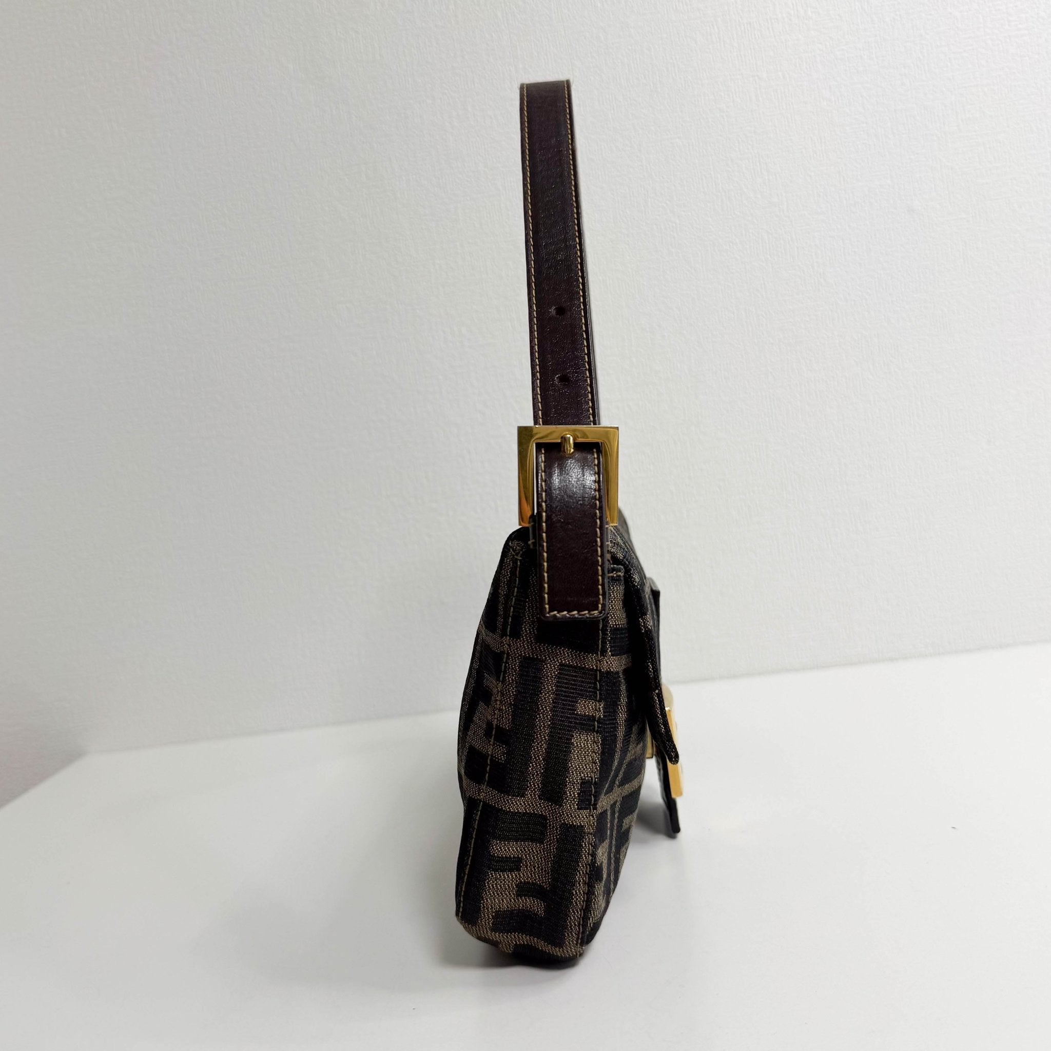 FENDI Baguette Zucca Brown Canvas with Golden Hardware Shoulder Bag, in , Sold by HIVE PRELOVED - Shoulder Bags, ,