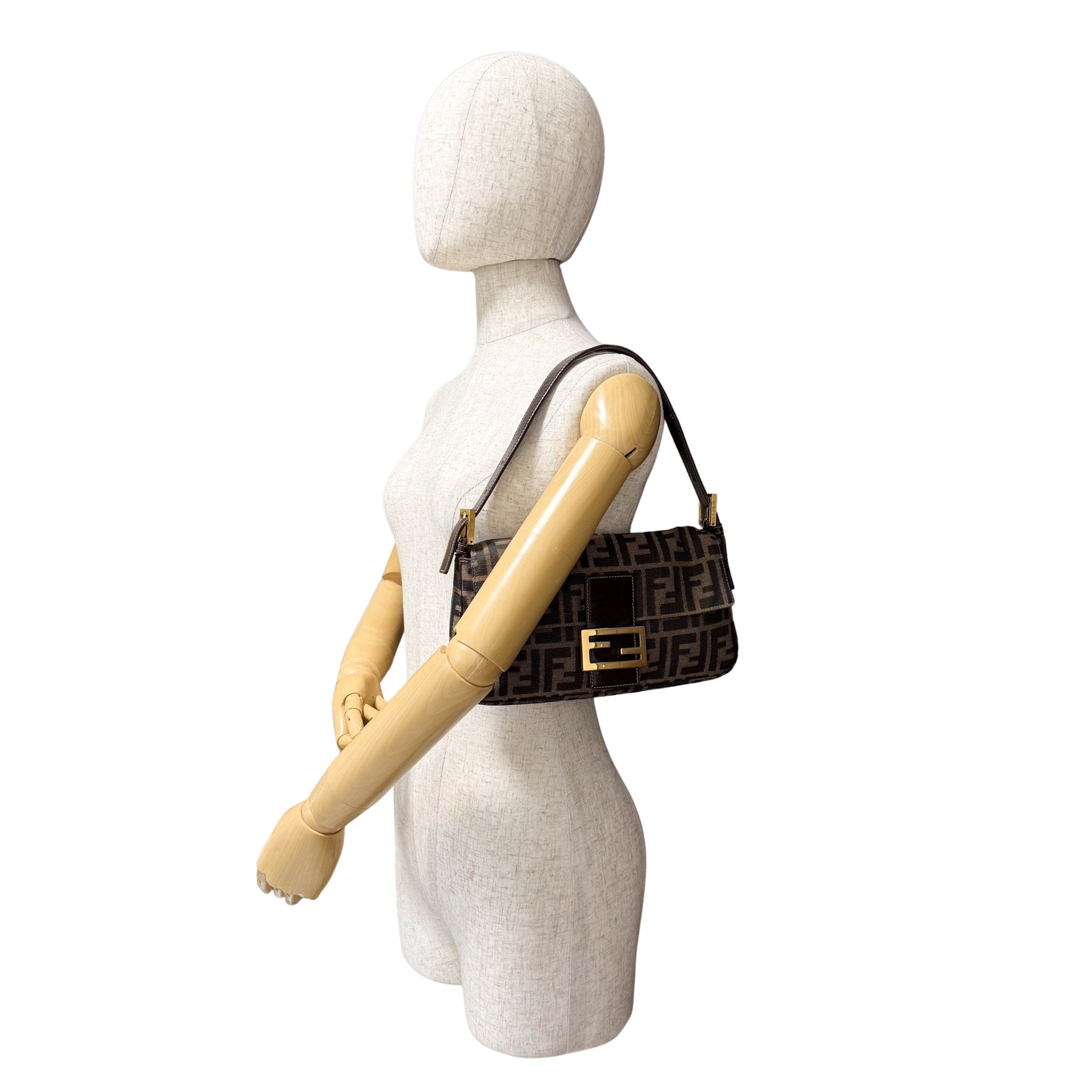 FENDI Baguette Zucca Brown Canvas with Golden Hardware Shoulder Bag, in , Sold by HIVE PRELOVED - Shoulder Bags, ,