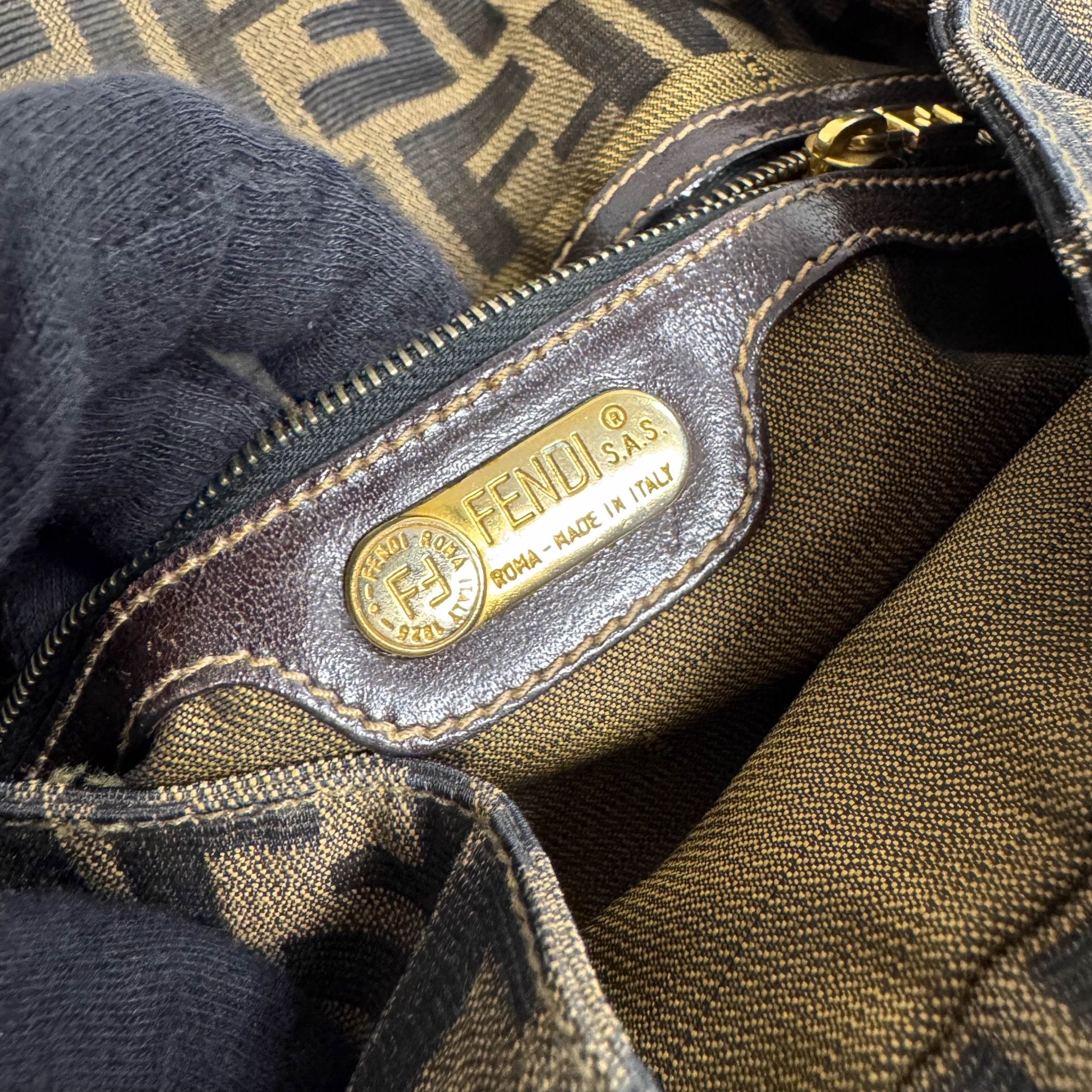 FENDI Baguette Zucca Brown Canvas with Golden Hardware Shoulder Bag, in , Sold by HIVE PRELOVED - Shoulder Bags, ,