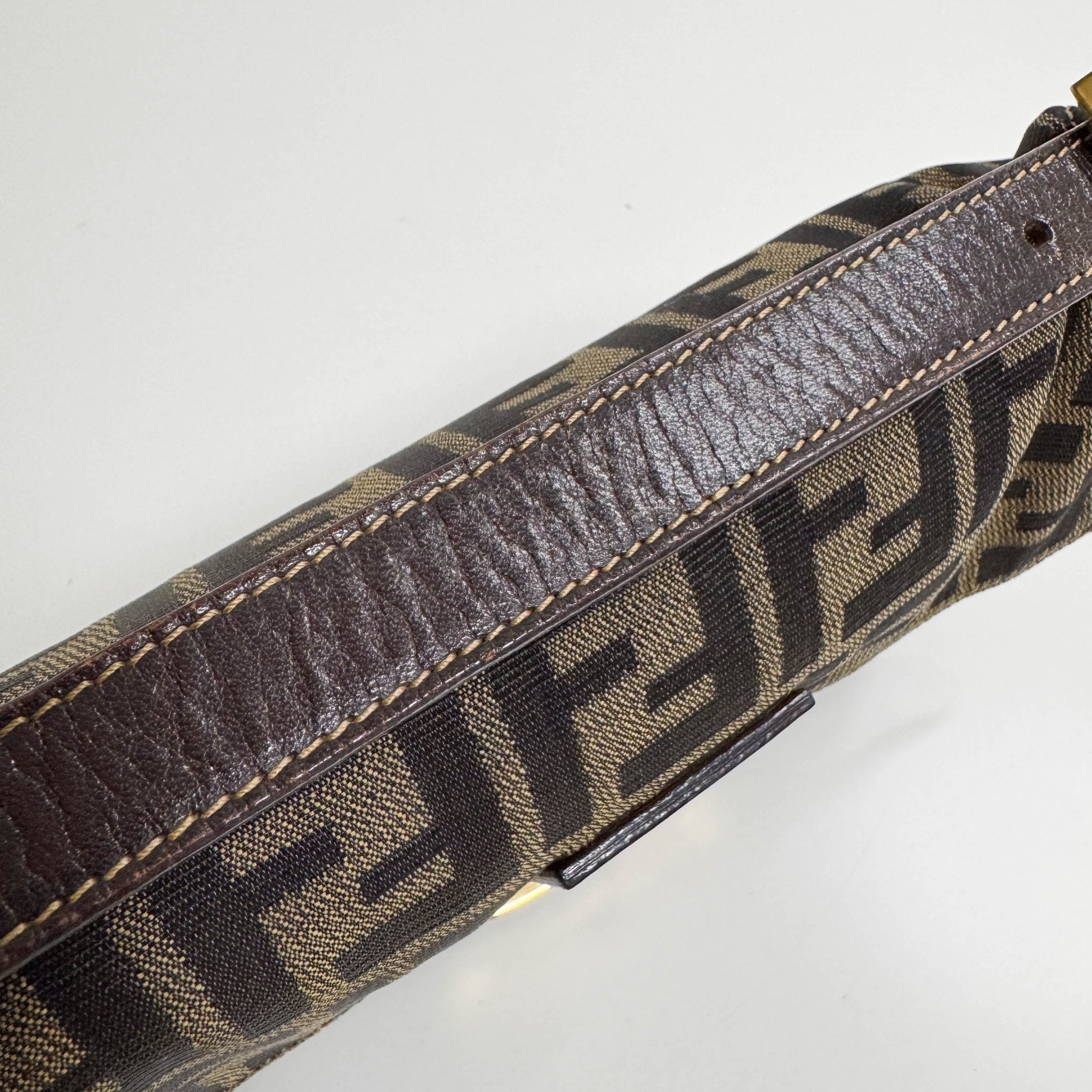 FENDI Baguette Zucca Brown Canvas with Golden Hardware Shoulder Bag, in , Sold by HIVE PRELOVED - Shoulder Bags, ,