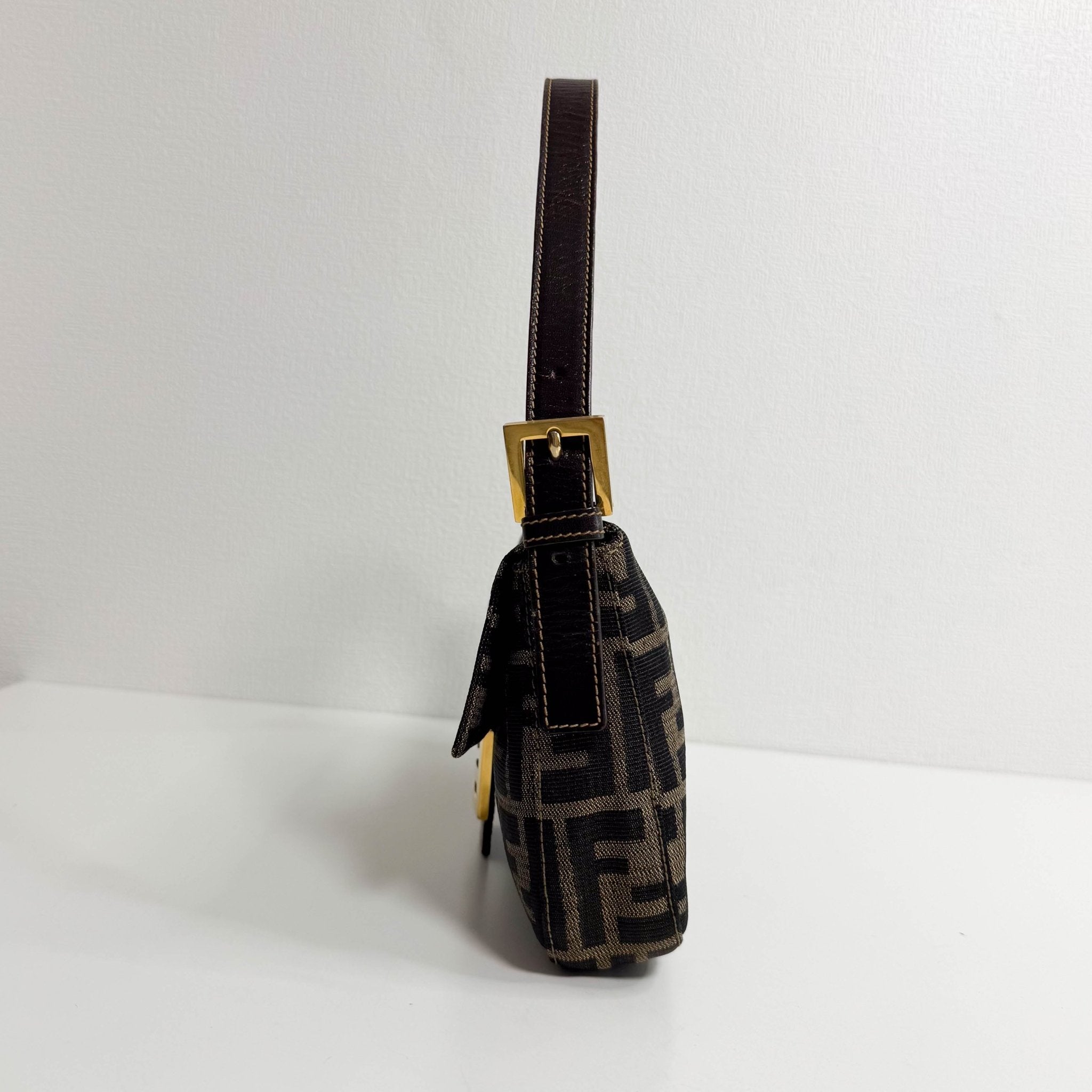 FENDI Baguette Zucca Brown Canvas with Golden Hardware Shoulder Bag, in , Sold by HIVE PRELOVED - Shoulder Bags, ,