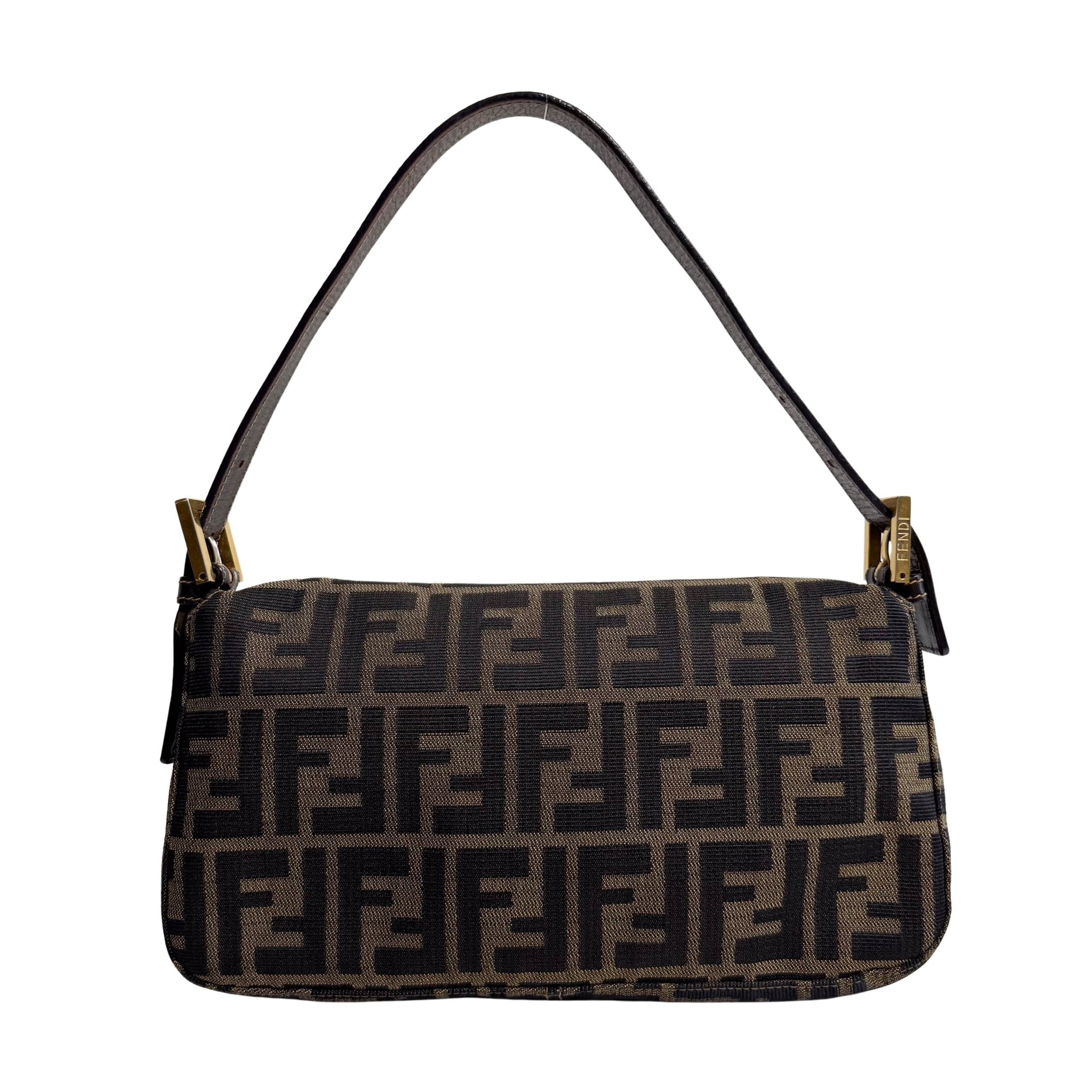 FENDI Baguette Zucca Brown Canvas with Golden Hardware Shoulder Bag, in , Sold by HIVE PRELOVED - Shoulder Bags, ,