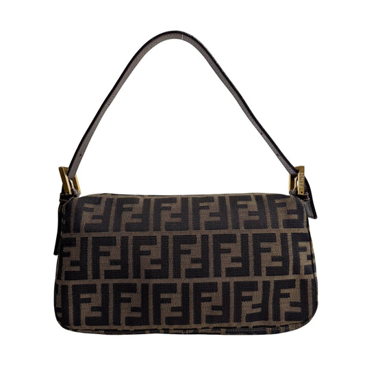 FENDI Baguette Zucca Brown Canvas with Golden Hardware Shoulder Bag, in , Sold by HIVE PRELOVED - Shoulder Bags, ,