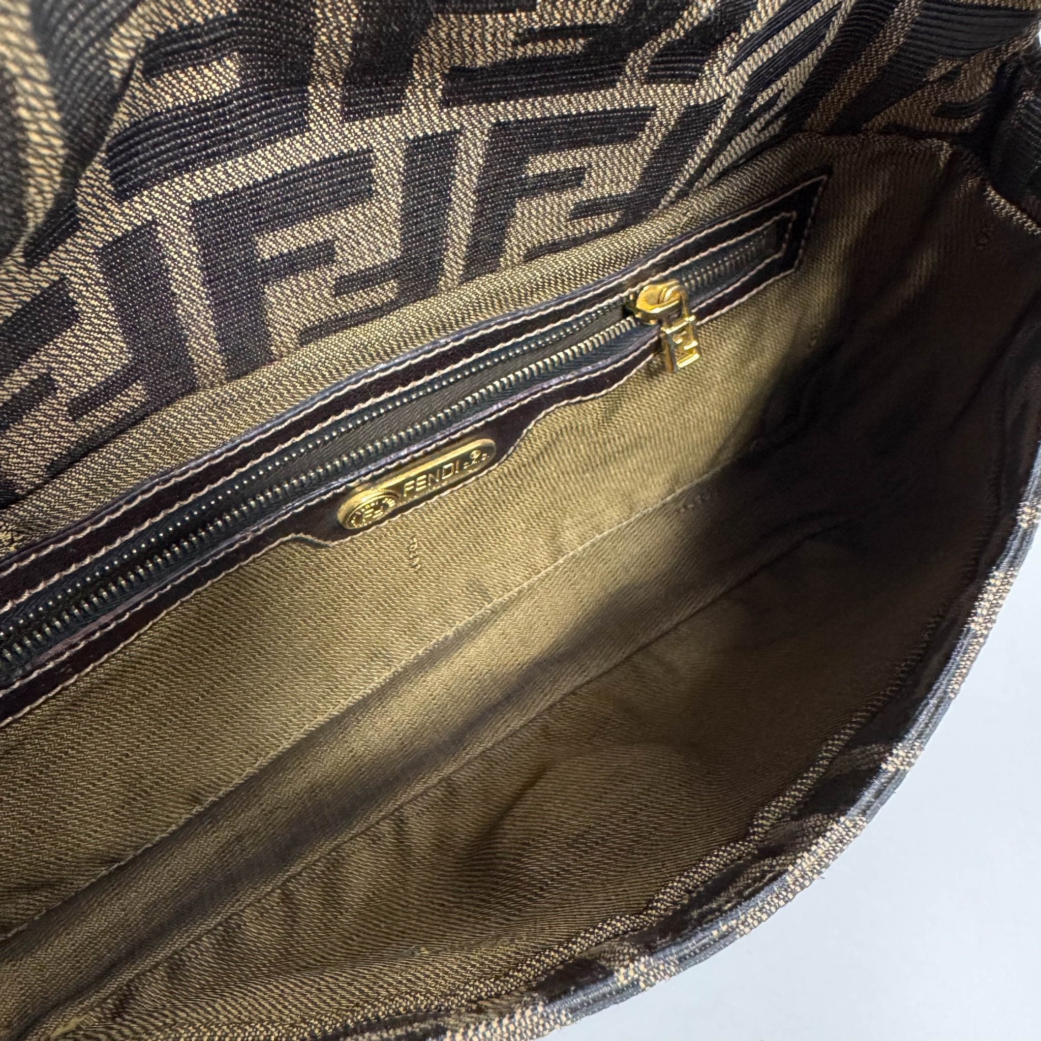 FENDI Baguette Zucca Brown Canvas with Golden Hardware Shoulder Bag, in , Sold by HIVE PRELOVED - Shoulder Bags, ,