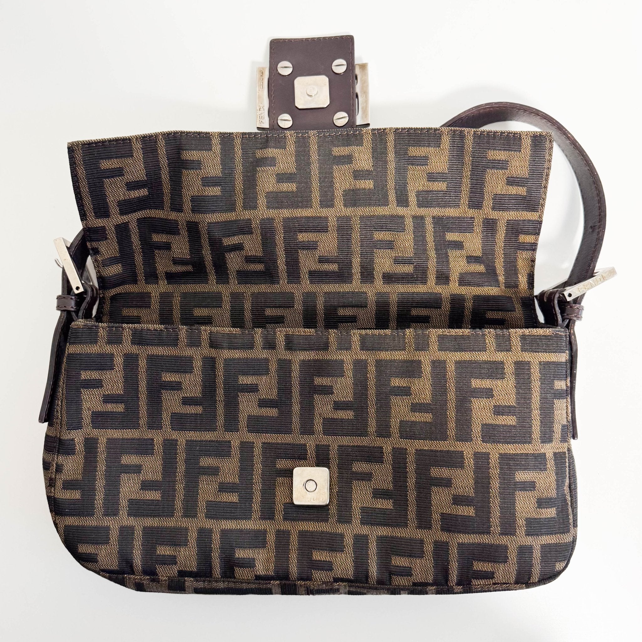 FENDI Baguette Zucca Brown Canvas with Silver Hardware Shoulder Bag, in , Sold by HIVE PRELOVED - Shoulder Bags, ,