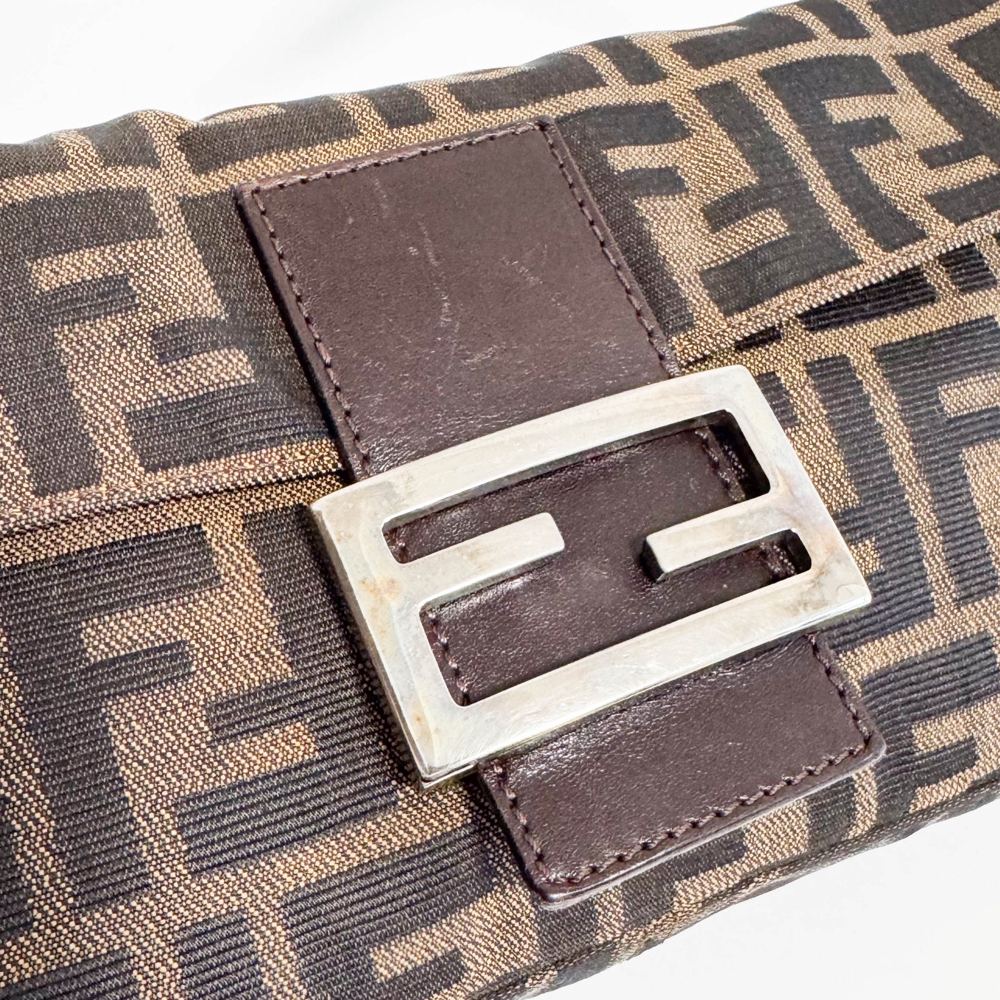 FENDI Baguette Zucca Brown Canvas with Silver Hardware Shoulder Bag, in , Sold by HIVE PRELOVED - Shoulder Bags, ,