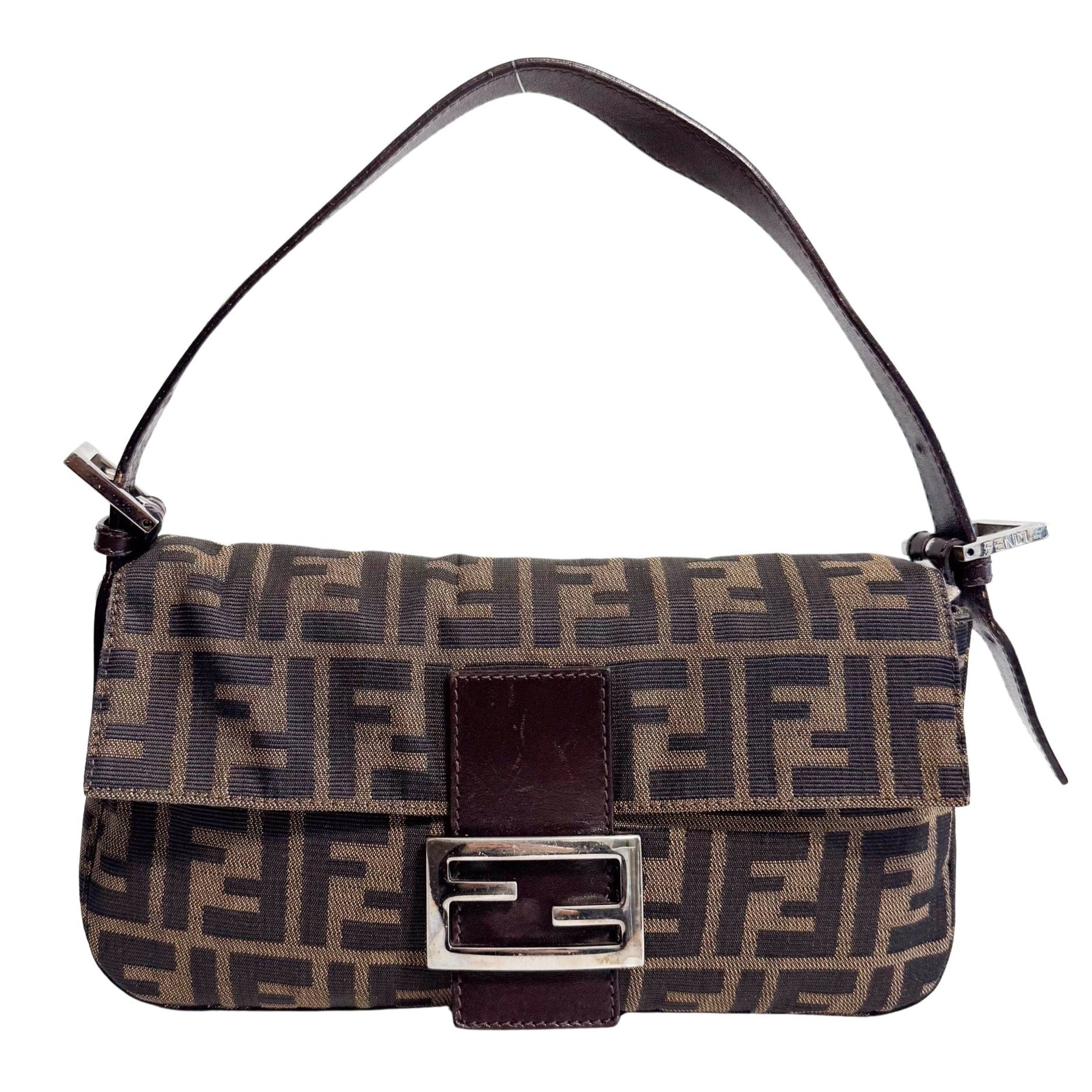 FENDI Baguette Zucca Brown Canvas with Silver Hardware Shoulder Bag, in , Sold by HIVE PRELOVED - Shoulder Bags, ,