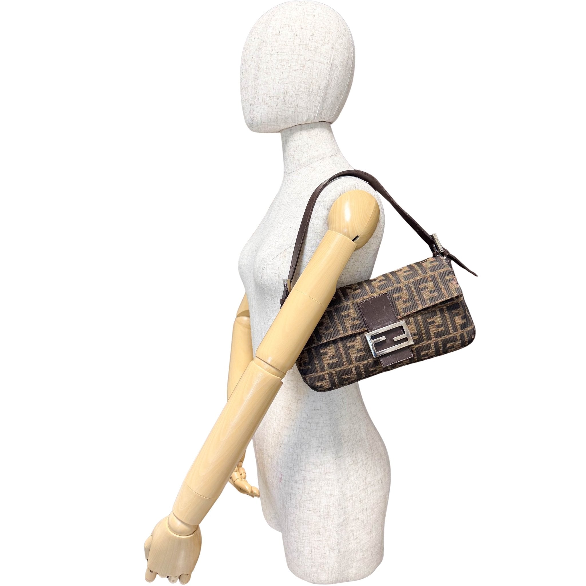 FENDI Baguette Zucca Brown Canvas with Silver Hardware Shoulder Bag, in , Sold by HIVE PRELOVED - Shoulder Bags, ,